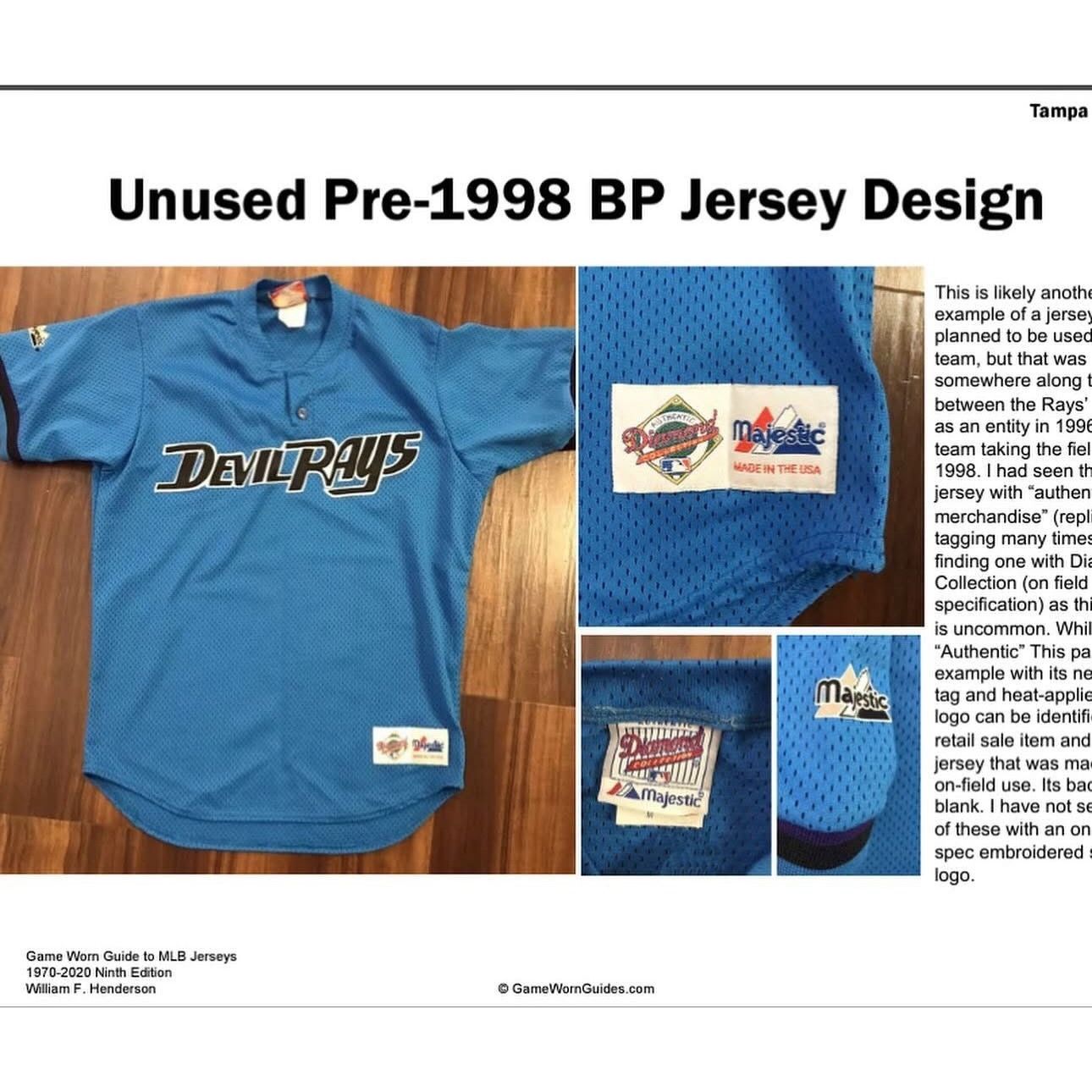 MLB × Majestic Tampa Bay Devil Rays 90s SKY blue BP jersey L mesh MLB vtg Size US L / EU 52-54 / 3 - 2 Thumbnail