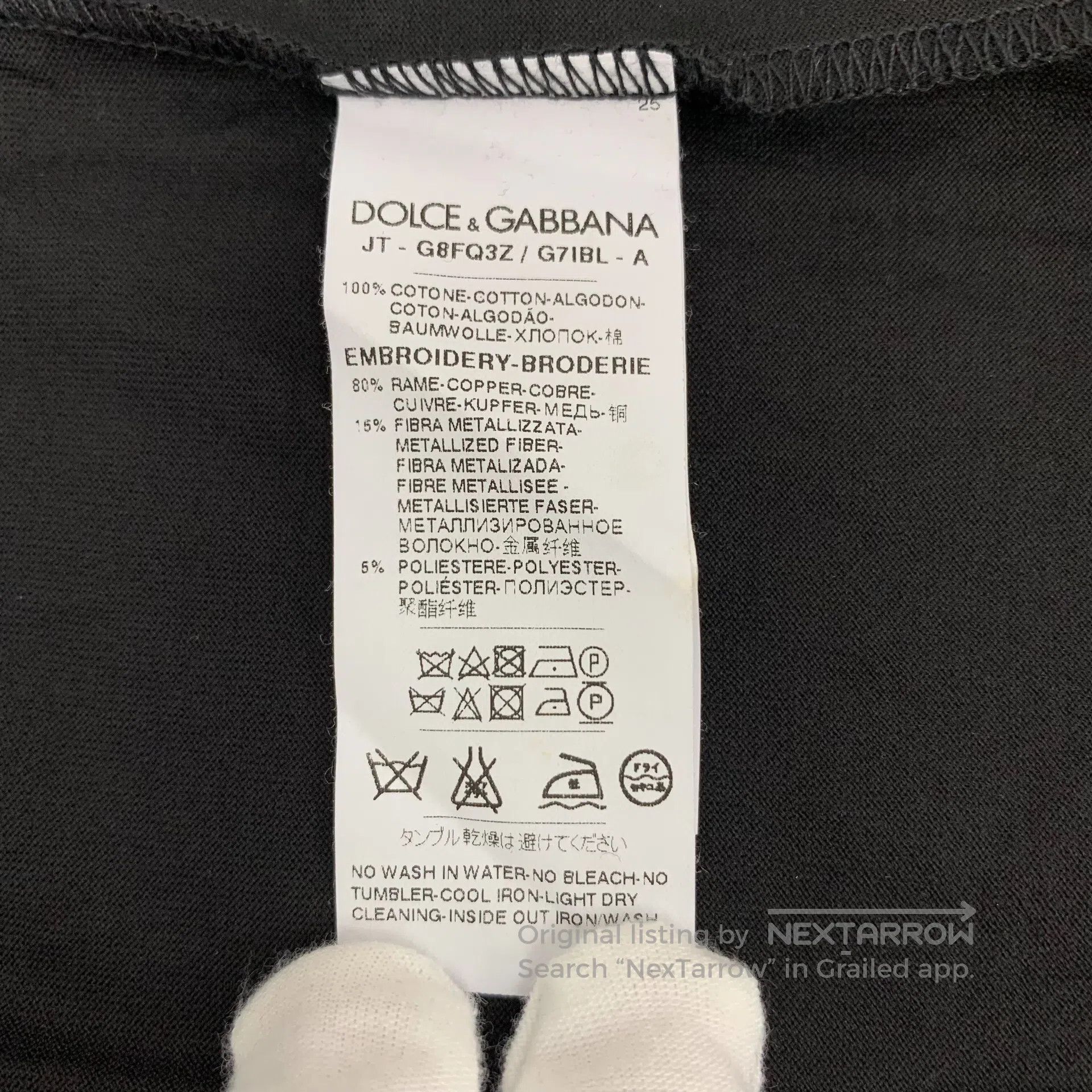 Dolce & Gabbana Dolce Gabbana Black Crown Bee Stud Design Cotton Round Nec Size US M / EU 48-50 / 2 - 7 Thumbnail