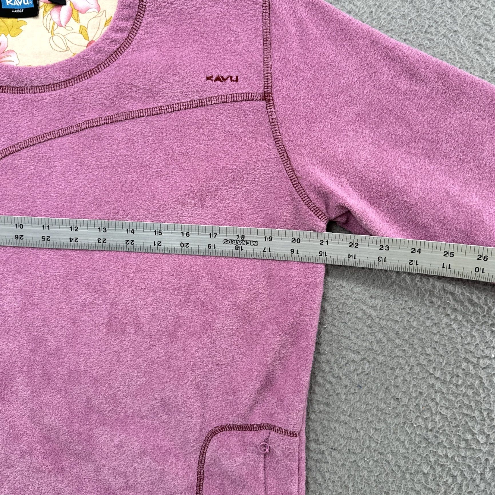 KAVU Kavu Pink Pullover Sweatshirt Zip Pocket Women Large Pullover Sweatshirt Dolman Sleeve Crew Neck Fleece 100% Polyester Casual Travel Logo Womens Size L / US 10 / IT 46 - 6 Thumbnail