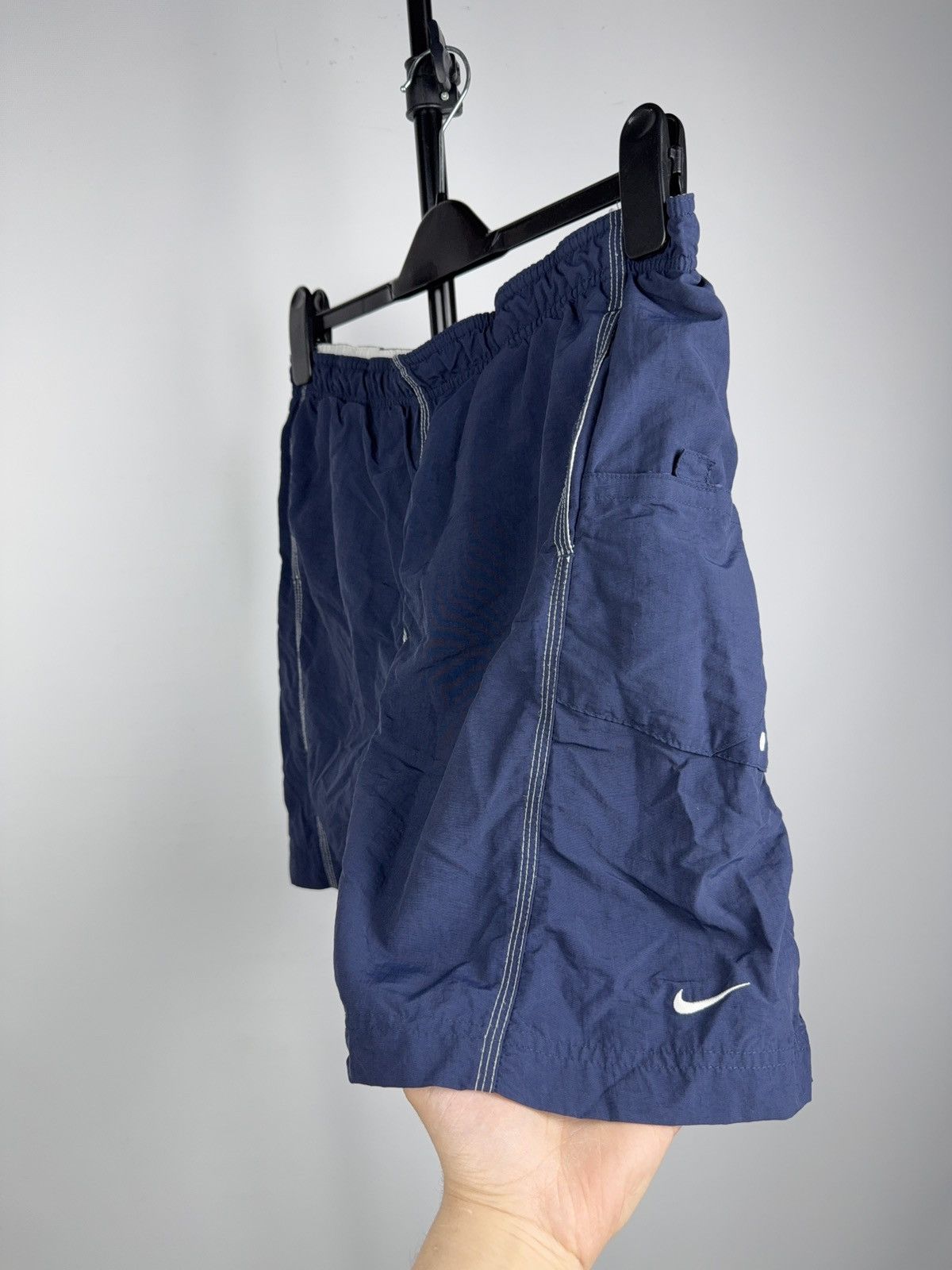 Nike 00s Nike Vintage Navy Swim Shorts Swoosh Y2K Nylon Men’s M Size US 32 / EU 48 - 3 Thumbnail
