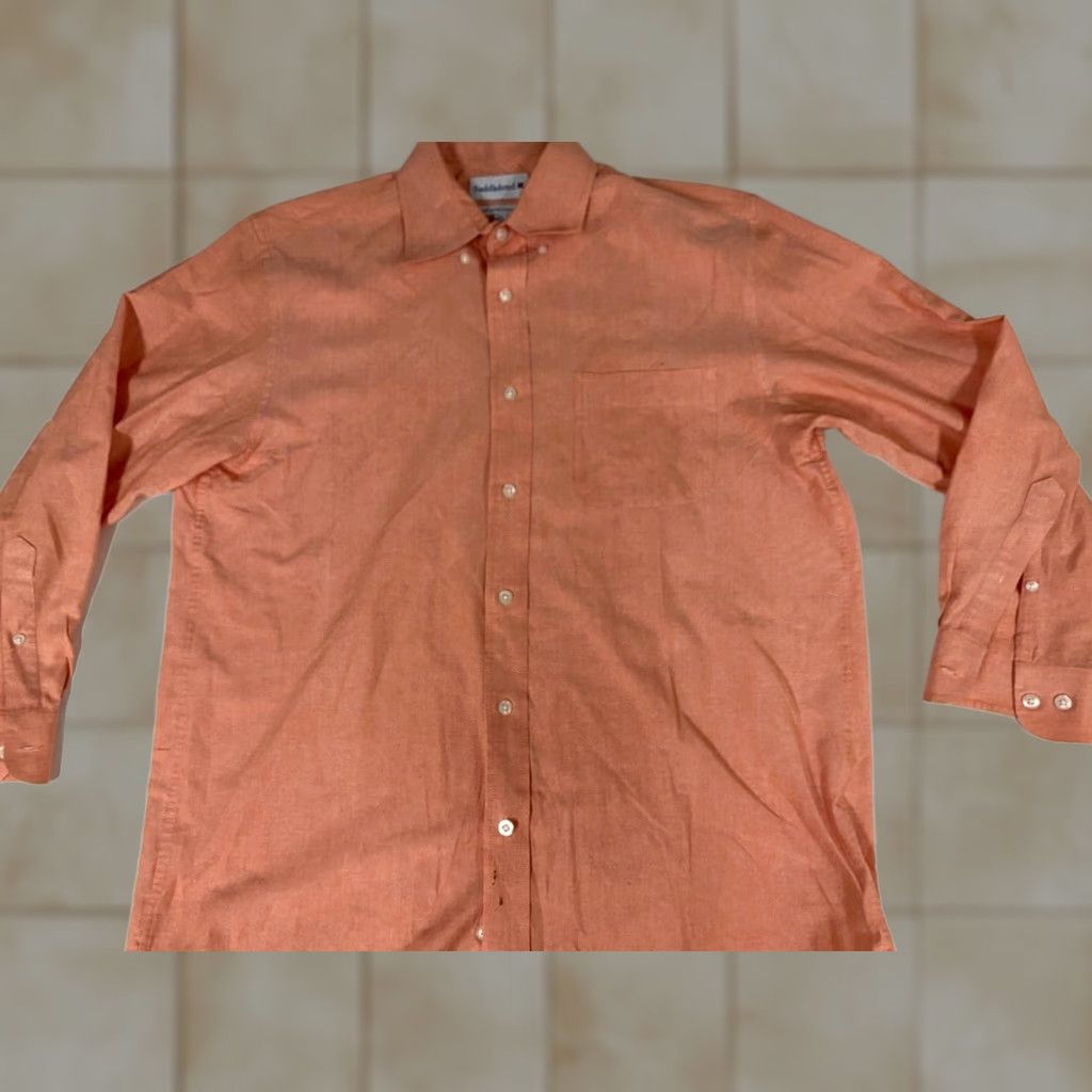 Vintage Saddlebred Mens Shirt 16.5 Orange Easy Care Button-Down Oxford Long Sleeve Collared Size US XL / EU 56 / 4 - 1 Thumbnail