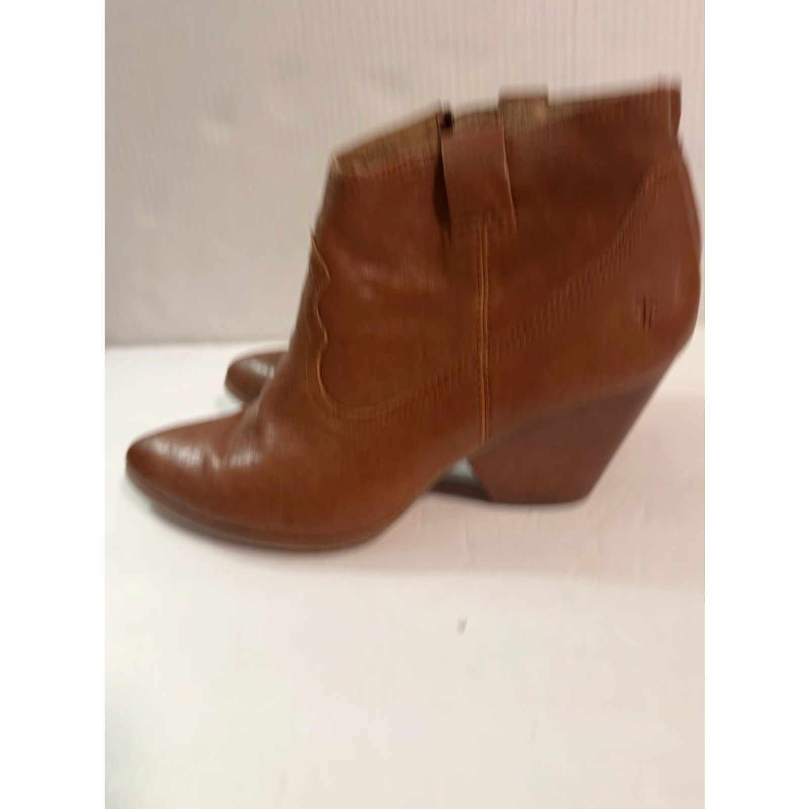 Frye Frye Reina Cognac Leather Western Ankle Bootie 3479257-COG Size 9M Women Boots Size US 9 / IT 39 - 3 Thumbnail