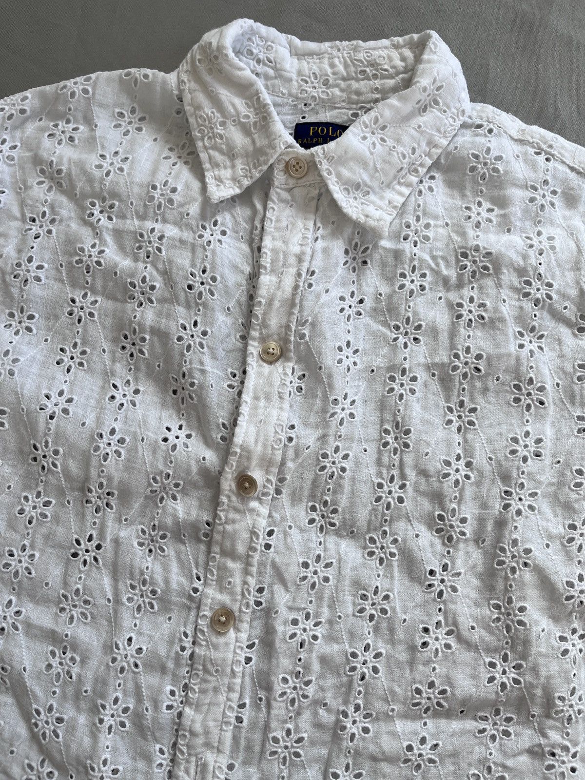 Polo Ralph Lauren Polo Ralph Lauren Eyelet Floral Sheer Button Down Shirt Size XS / US 0-2 / IT 36-38 - 2 Thumbnail