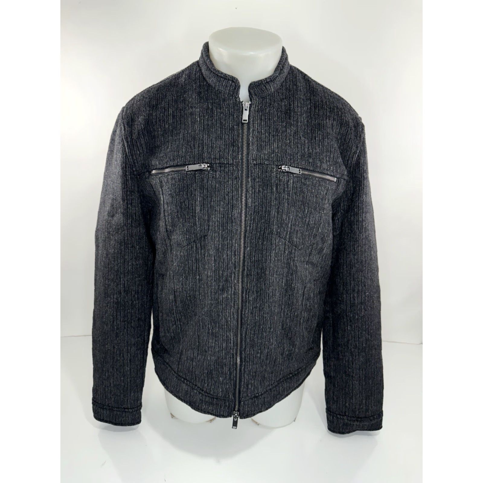 John Varvatos John Varvatos Jacket Wool Blend Zip Mens L Gray Bomber Size US L / EU 52-54 / 3 - 2 Thumbnail