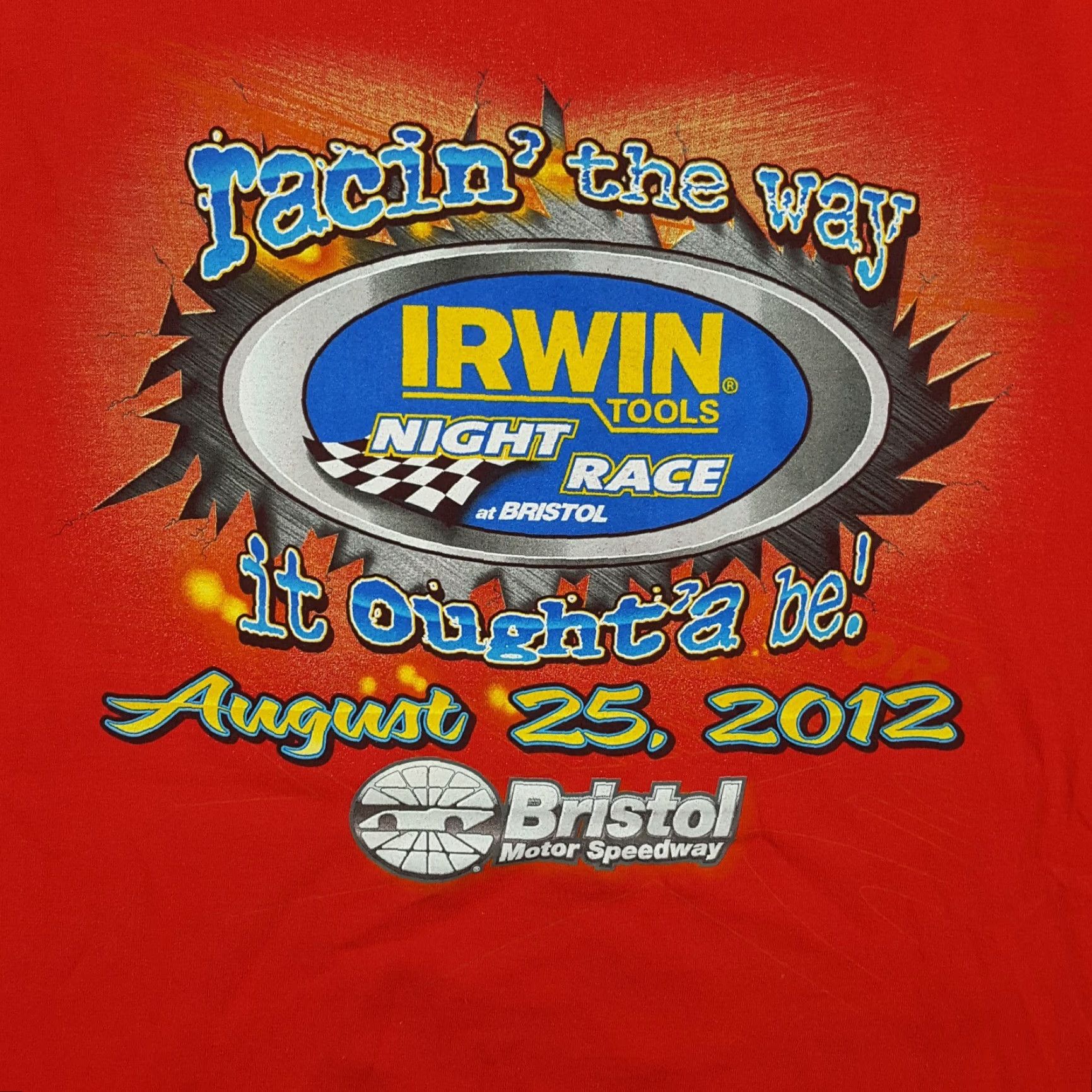 Anvil VINTAGE Anvil Bristol Motor Speedway NASCAR Irwin Racing T-Shirt Adult Large Red Short Sleeve Retro 90s Mens Size US L / EU 52-54 / 3 - 3 Thumbnail