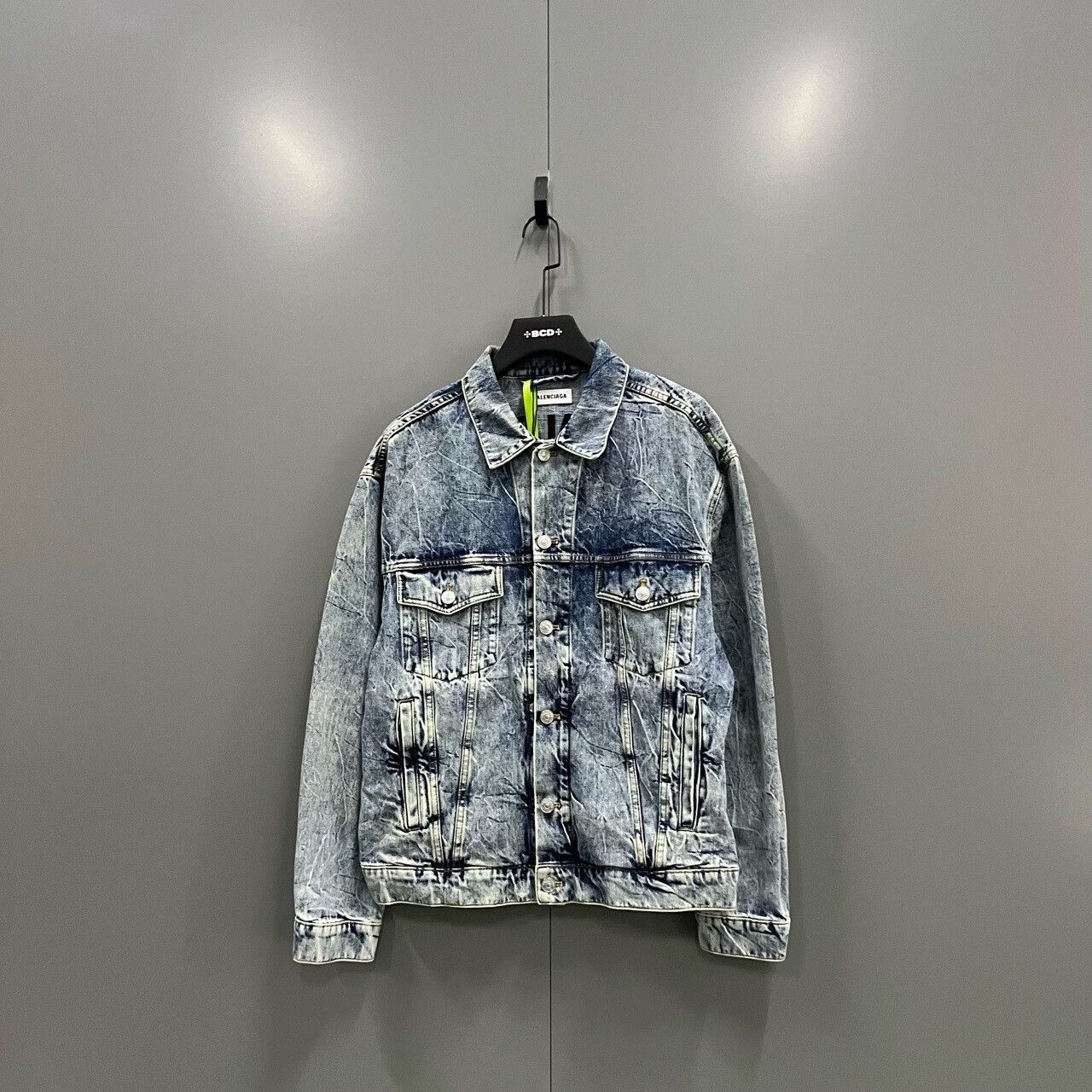 Balenciaga Distressed Logo Denim Jacket