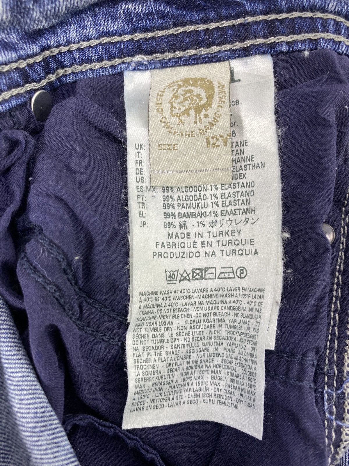Diesel × Jean Diesel Kid Distressed Blue Wash Jeans - J1072 Size US 27 - 12 Thumbnail