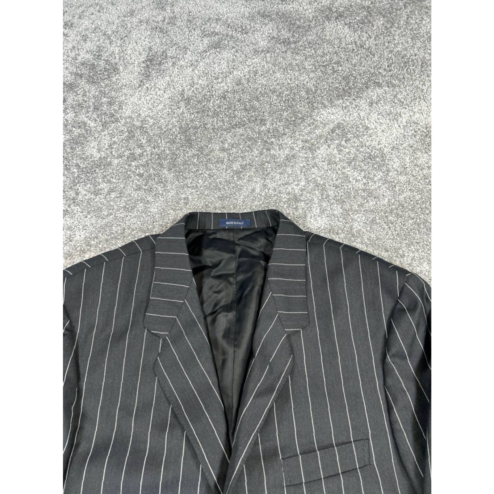 Vintage Everett Hall Suit Mens 46 L Black White Wool Size 46R - 2 Thumbnail
