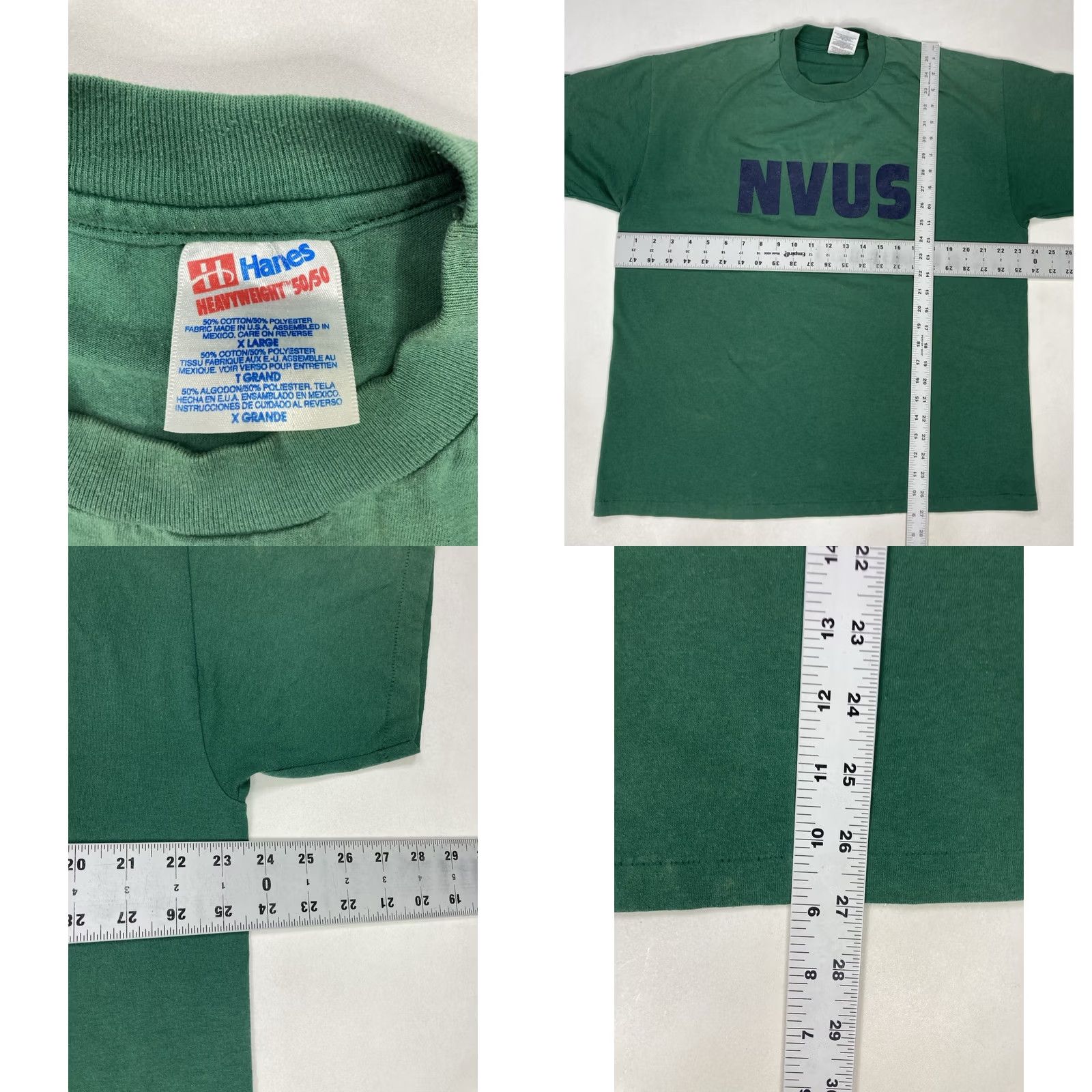 Hanes VINTAGE NVUS Graphic T-shirt Men XL Green USA 90s Single Stitch Size US XL / EU 56 / 4 - 8 Thumbnail