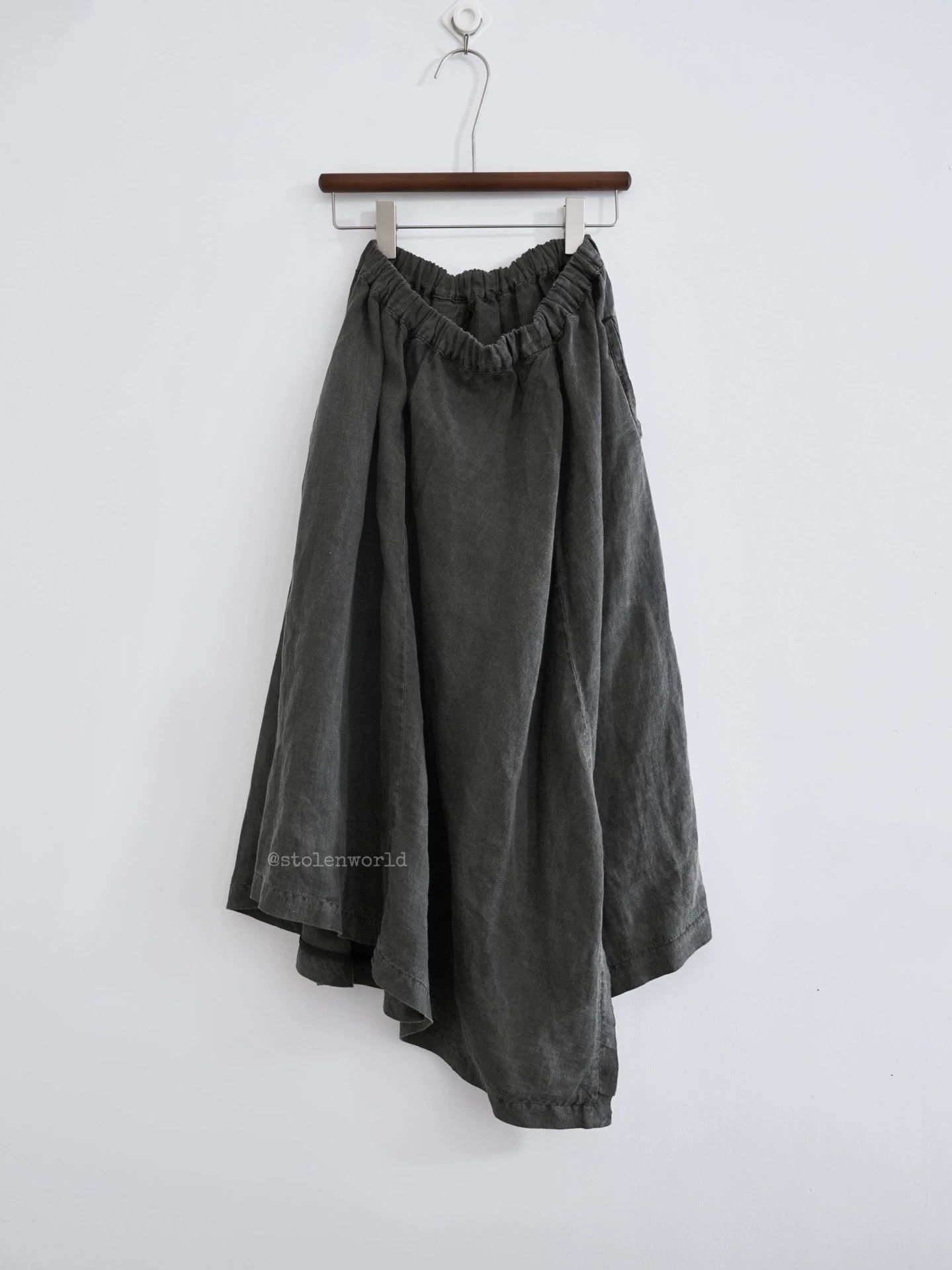 Y's Y's Mud-Dyed Linen Gray Skirt Women's Size 2 Size 26" / US 2 / IT 38 - 3 Thumbnail