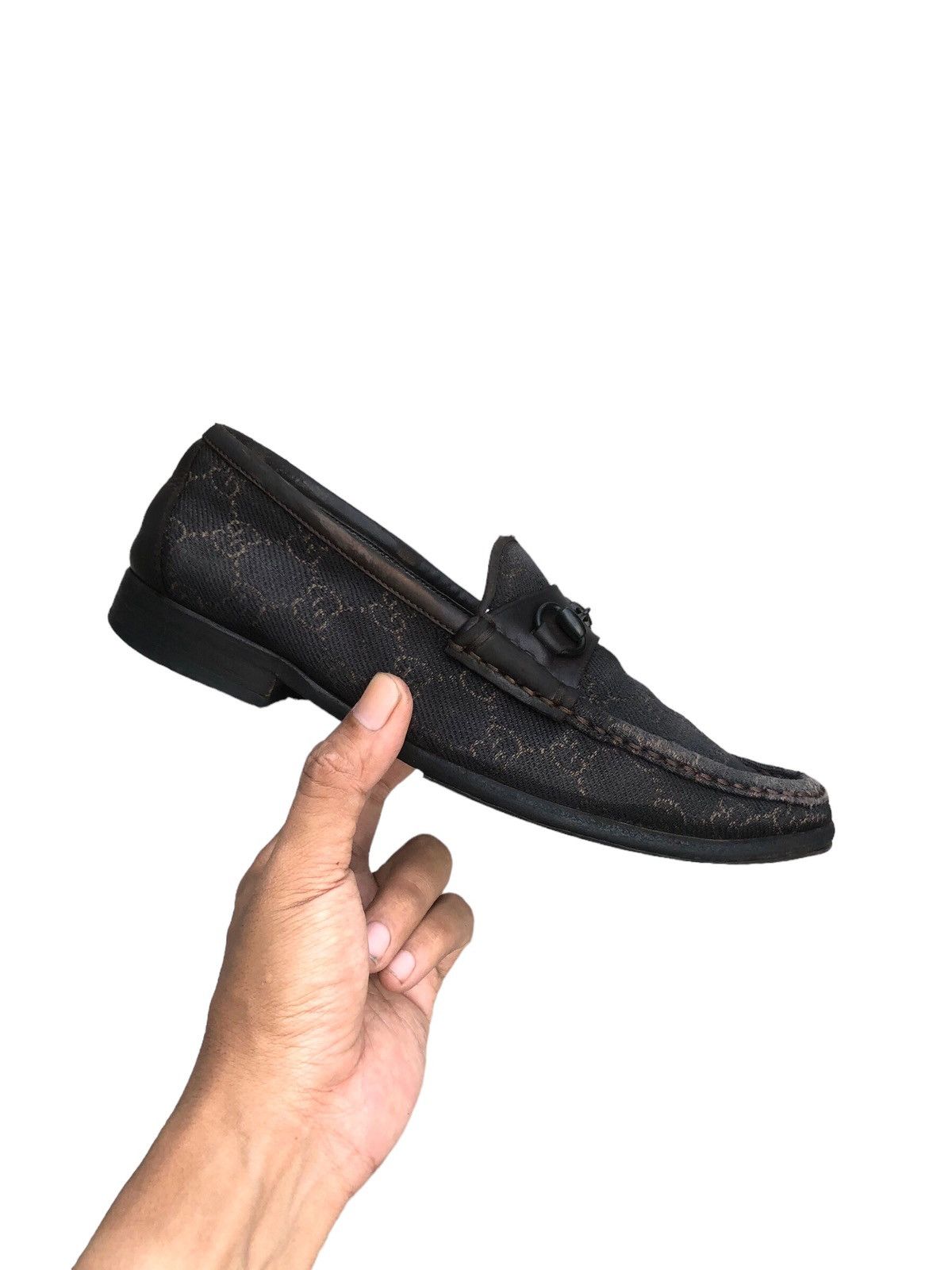 🔥 GUCCI Denim GG Vintage Monogram Loafers Dress Shoes Black