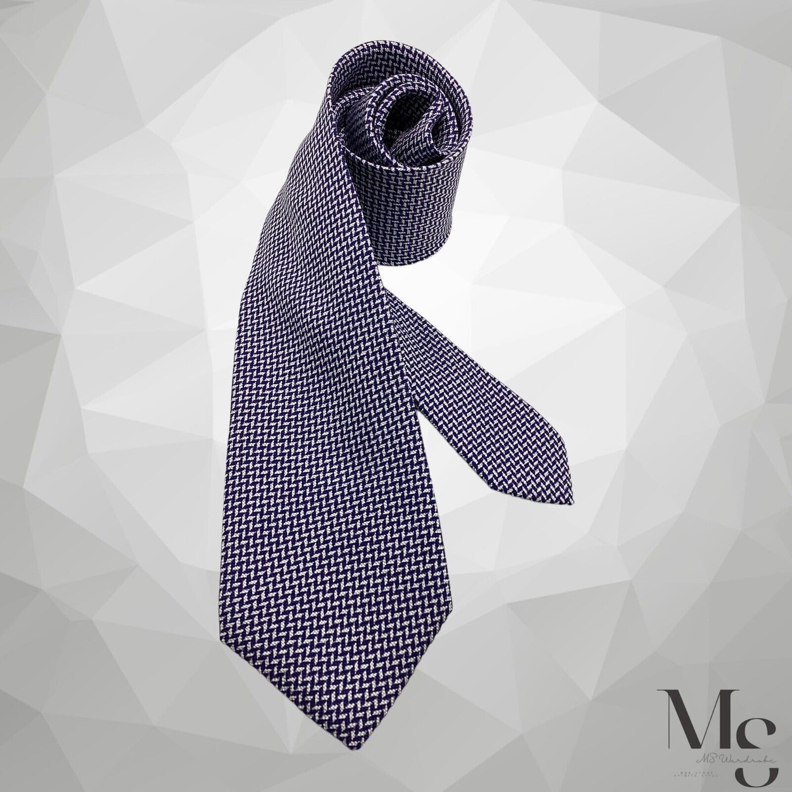 Boggi BOGGI MILANO XL Blue Geometric 3D Luxury Silk Tie Italy W: 3 Size ONE SIZE - 1 Thumbnail