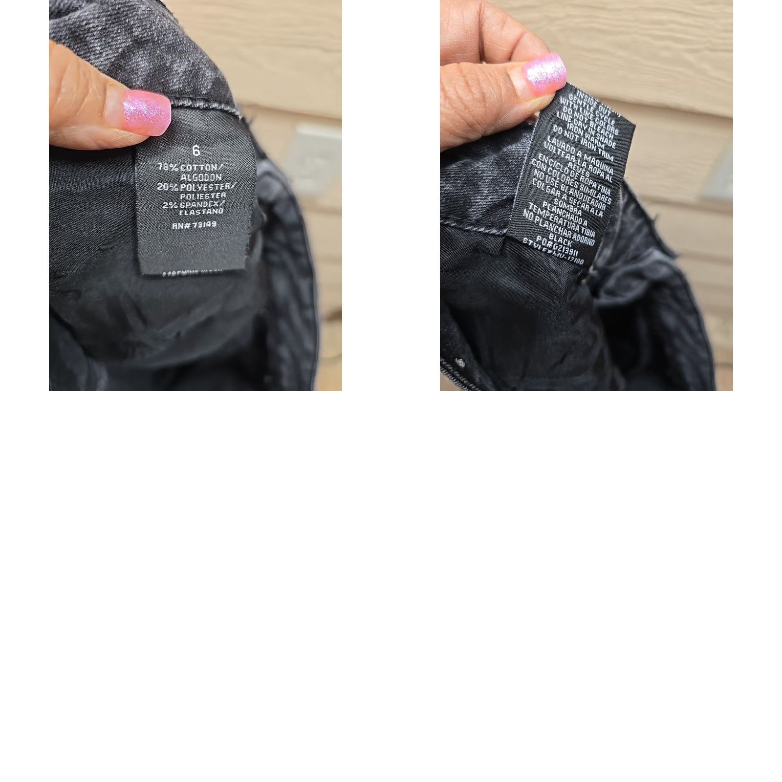 Denime One 5 One Jeans Women's Size 6 Black Denim Stretch Embellished Tapered Distress Pockets Back Plus Size 28" / US 6 / IT 42 - 9 Thumbnail