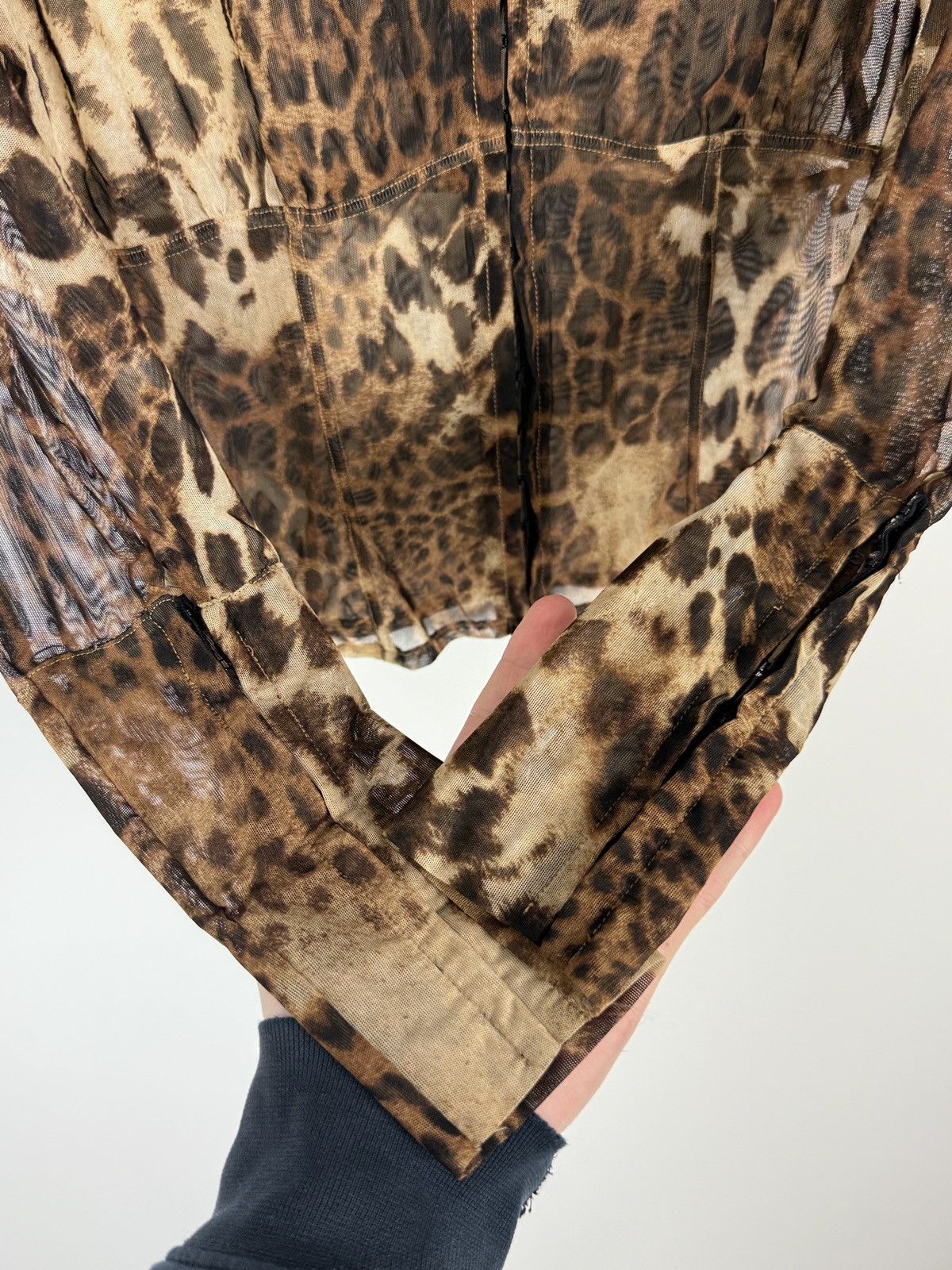 Vintage Y2K Vintage Anti-Flirt Cheetah Printed Sheer Mesh Blouse Size M / US 6-8 / IT 42-44 - 4 Thumbnail