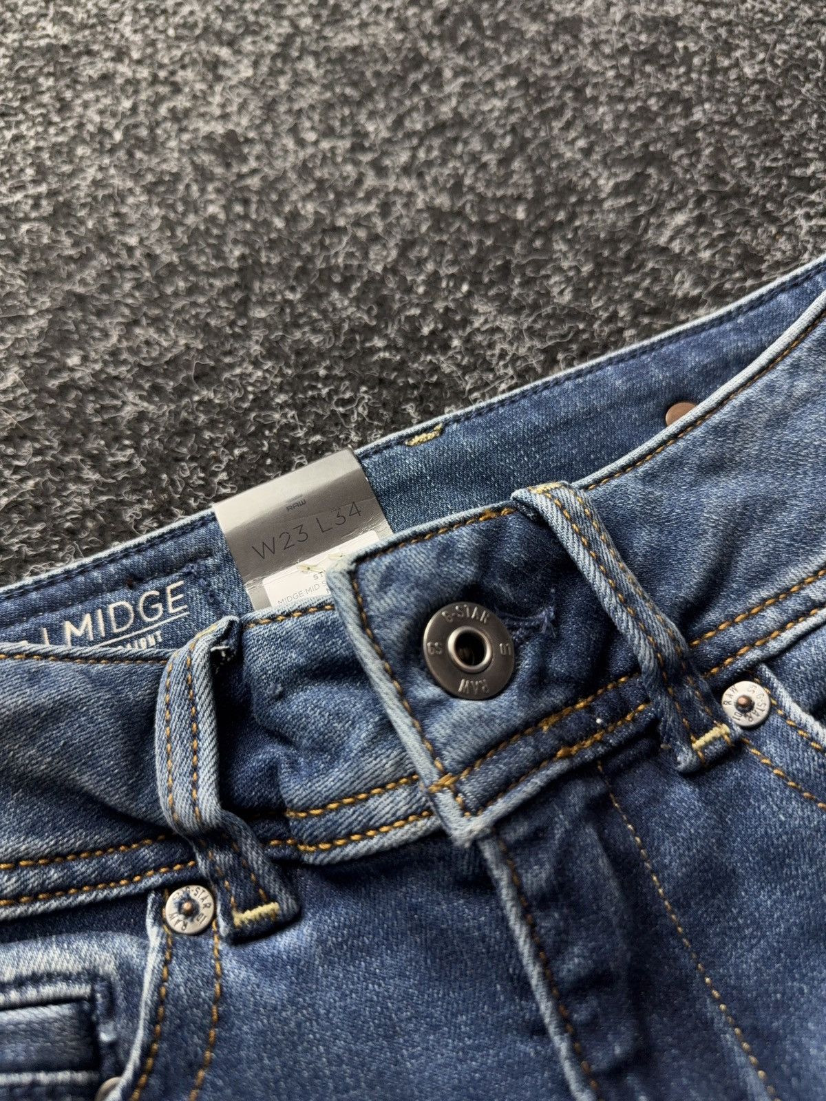 G-Star NWT 00s G-Star RAW Midge Mid Straight Jeans Blue Fade Y2K Size 23" - 10 Thumbnail