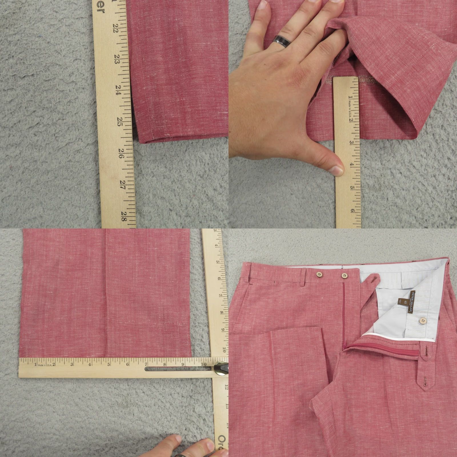 Peter Millar Peter Millar Pants Men 40x26 Red Linen Wool Flat Front Trousers VBC Golf Slacks Dress Pants Wide-Leg 5-Pocket Inseam 26" Regular Mens Size US 40 / EU 56 - 9 Thumbnail