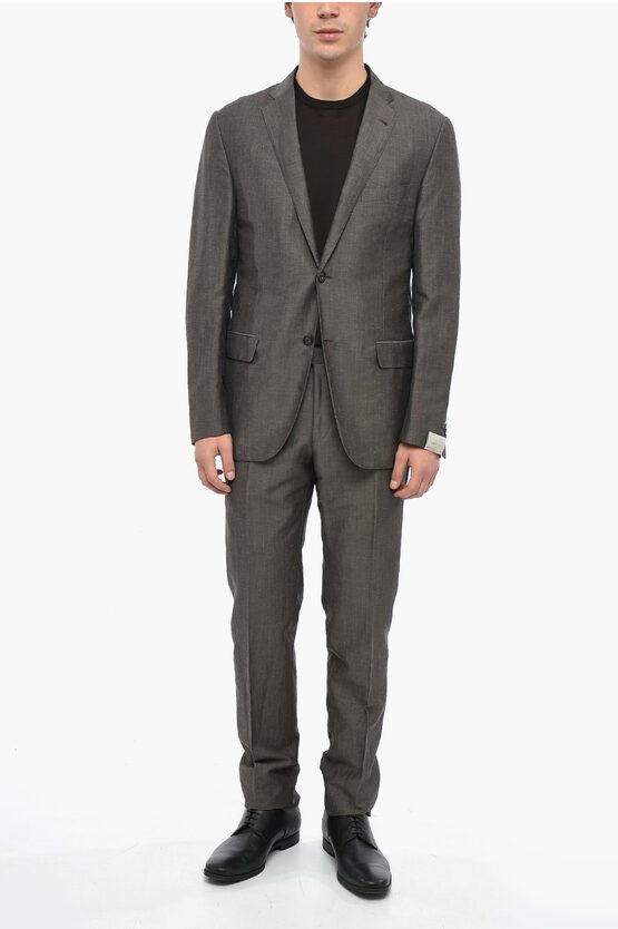 Corneliani Wool and Linen Blend GATE Suit with Flap Pockets | Grailed