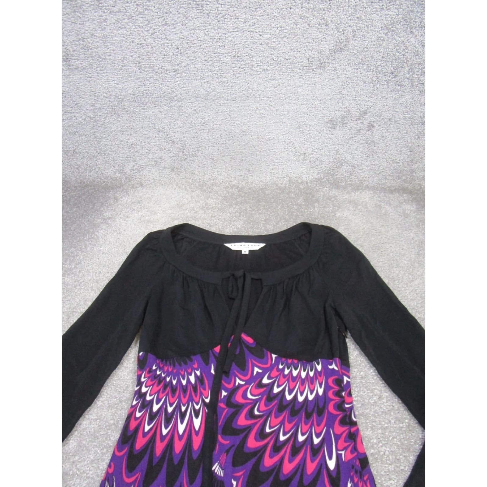 Trina Turk Trina Turk Purple Geometric Bodycon Dress Long Sleeve Women's 0 Stretch Knee Length Size XS / US 0-2 / IT 36-38 - 2 Thumbnail