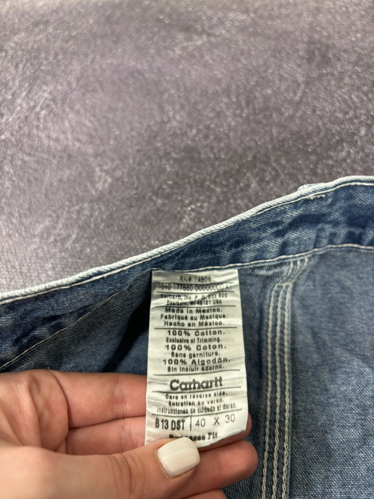 Carhartt Vintage Carhartt Dungaree Fit Faded Blue Denim Baggy Jeans Size US 40 / EU 56 - 15 Thumbnail