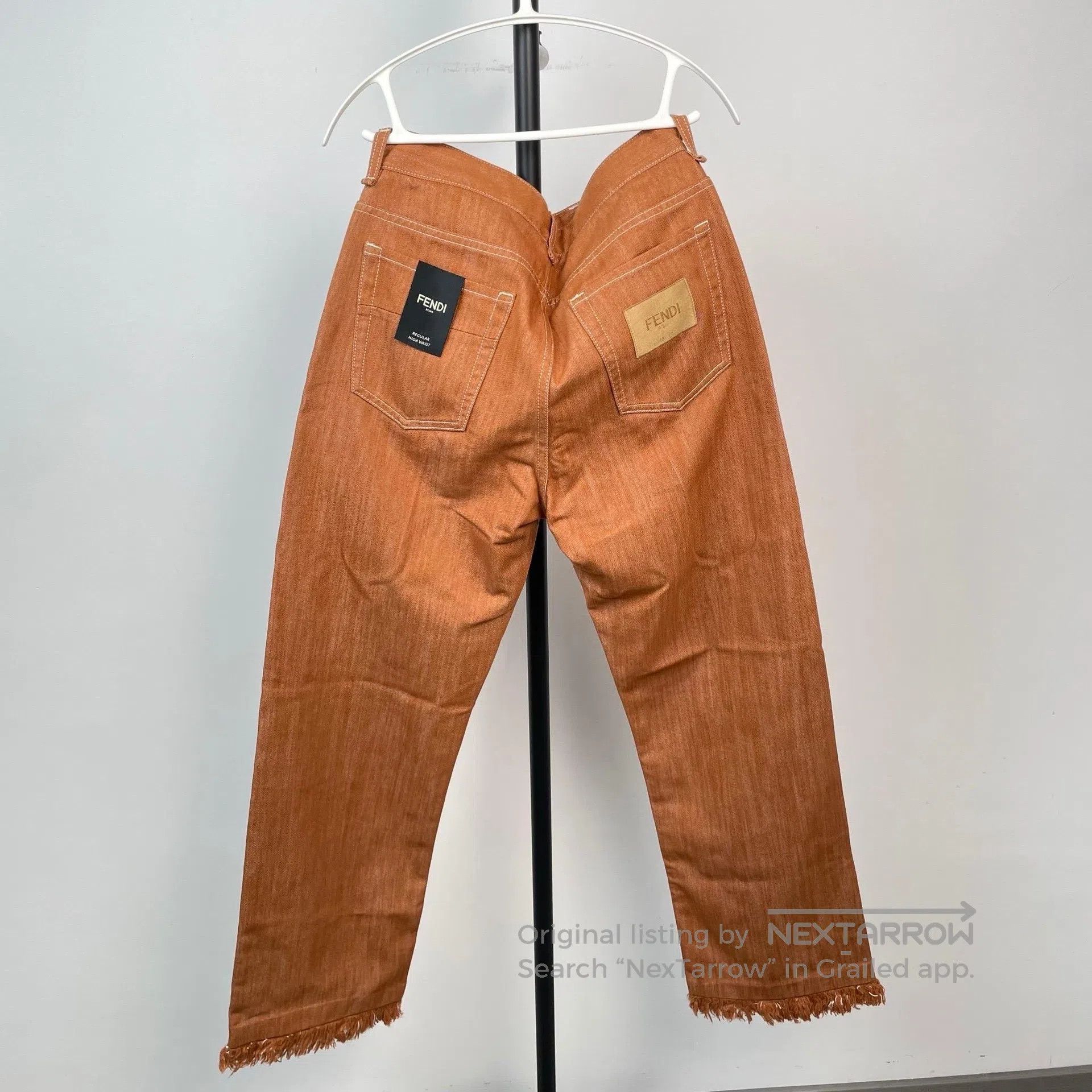 Fendi FENDI Brown frayed straight casual long pants| Size US 32 / EU 48 - 2 Thumbnail