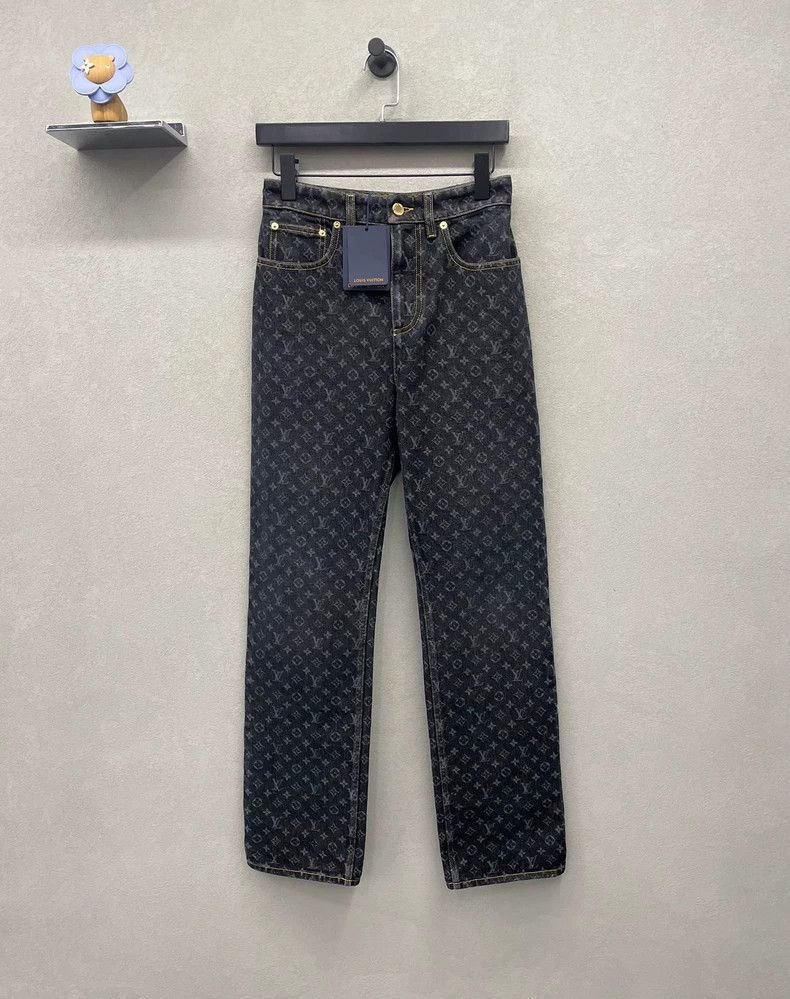 Louis Vuitton Black Printed Straight Cut Denim Pants - dmc Size US 36 / EU 52 - 1 Thumbnail