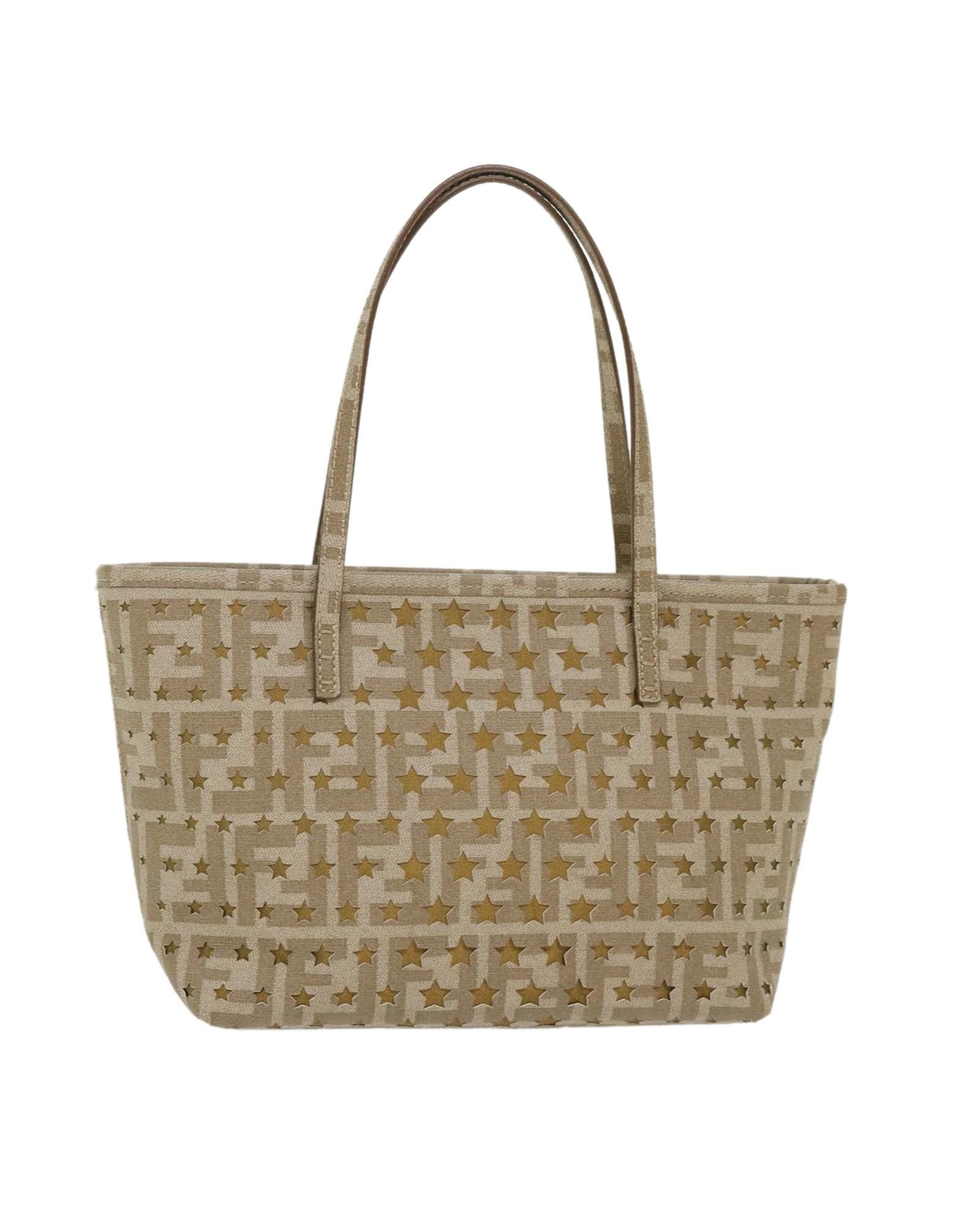 Fendi Gold Tone Zucca Canvas Tote Bag, Women's Product Image