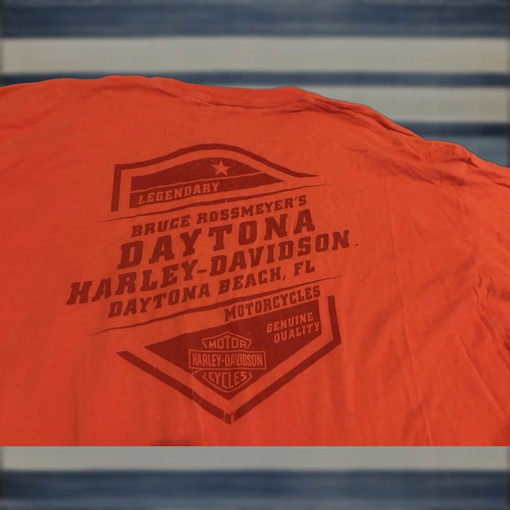 Harley Davidson Harley-Davidson Short Sleeve Tee Shirt Daytona Beach Florida Mens 3XL Orange Crew Neck Graphic Print T-Shirt Biker USA Size US XXL / EU 58 / 5 - 1 Thumbnail