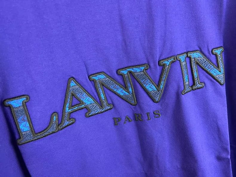 Lanvin Blue embroidered monogram logo short sleeve