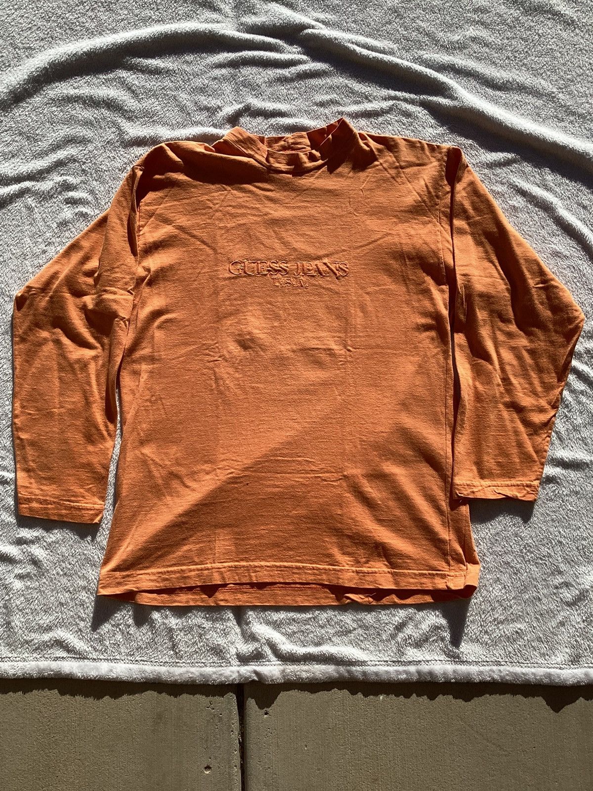 Guess × Vintage Vtg 90s guess Georges Marciano orange Tonel logo oversize Te Size US L / EU 52-54 / 3 - 1 Thumbnail