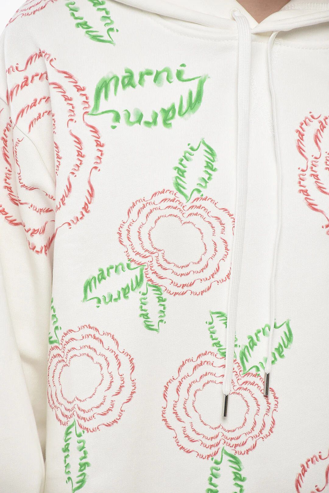 Marni og1mm0326 Brushed Cotton Hoodie in White Size S / US 4 / IT 40 - 3 Thumbnail