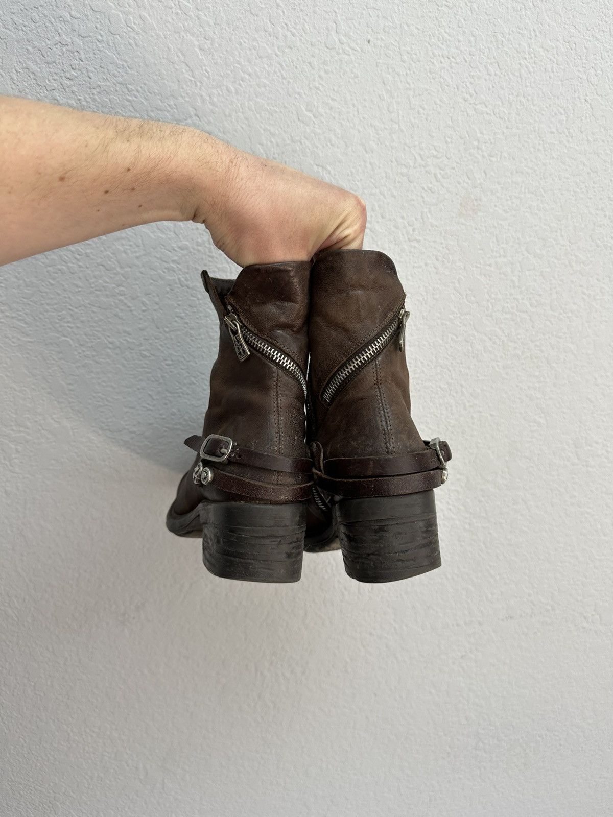 If Six Was Nine × Japanese Brand × Vintage Vintage Italian AS 98 Rick Owens Style Leather Biker Boots Size US 8 / IT 38 - 7 Thumbnail