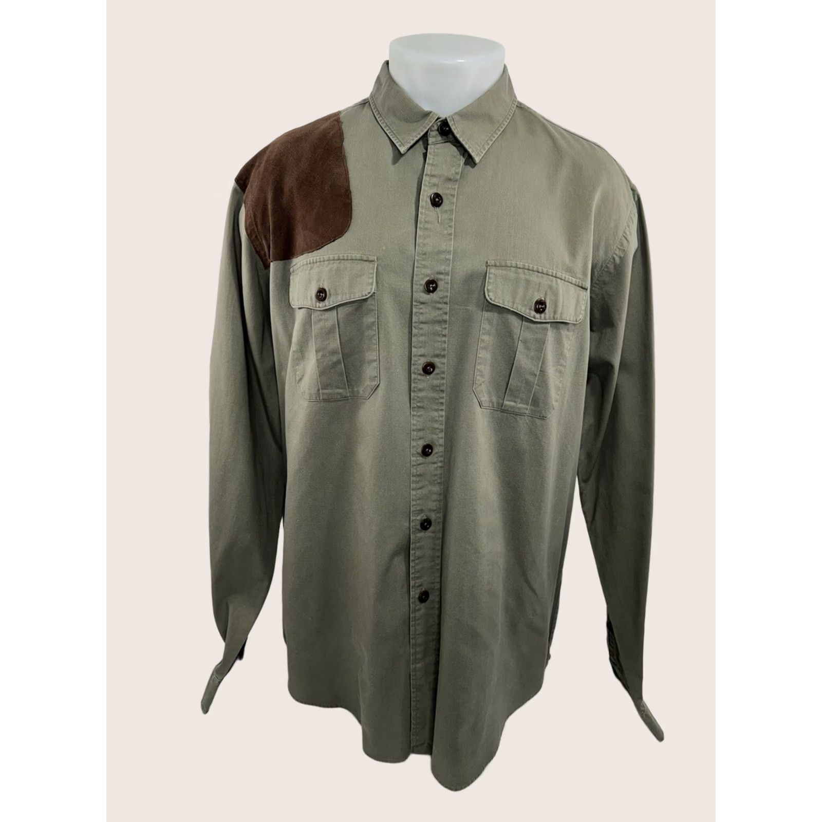 Polo Ralph Lauren POLO RALPH LAUREN - PADDED Shoulder Shirt 2XL Olive Men Button-Up Long Sleeve Safari Hunting Shooting Shirt Size US XXL / EU 58 / 5 - 1 Thumbnail