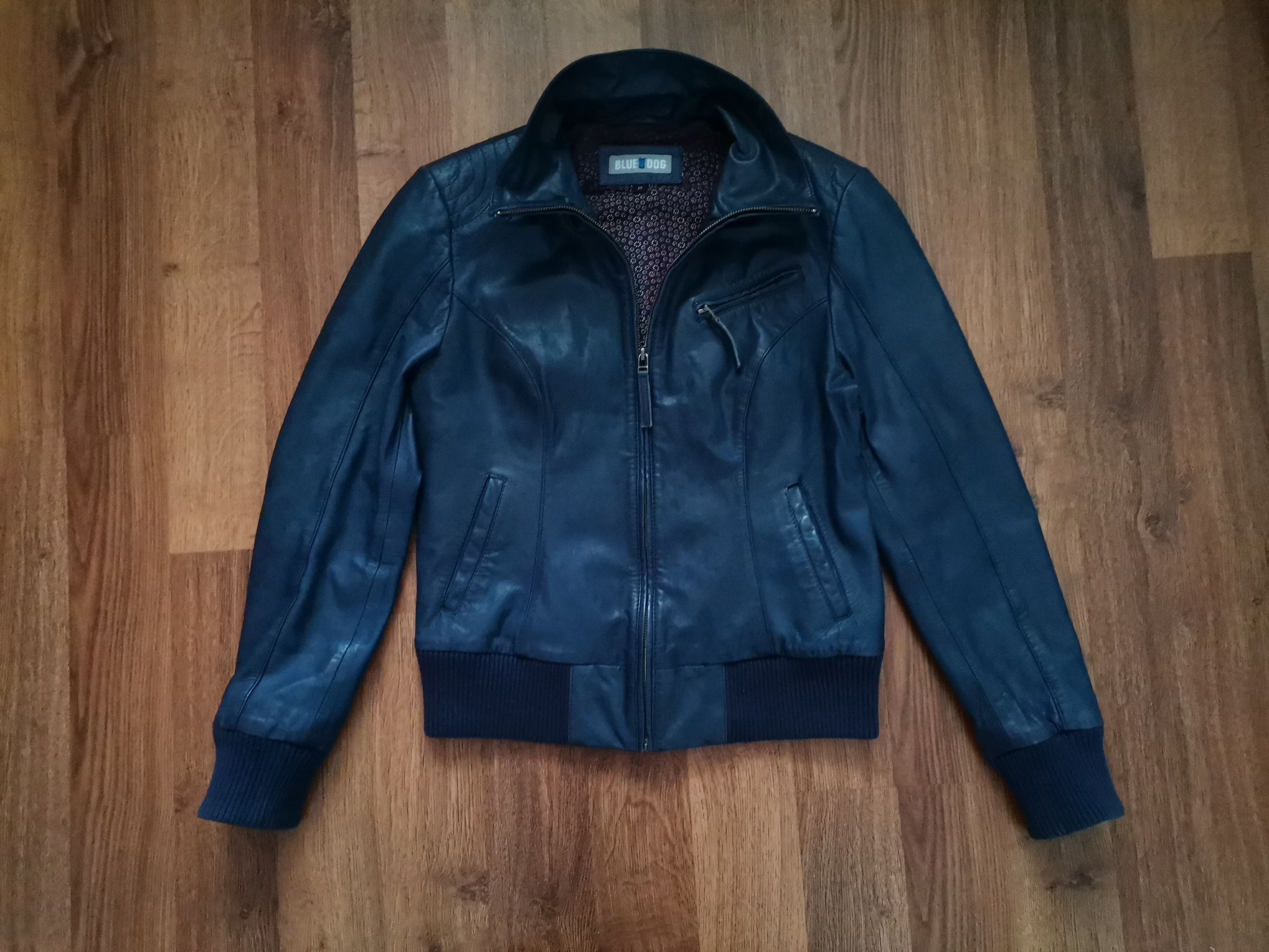Vintage Vintage Blue Dog Women's Leather Jacket Size M / US 6-8 / IT 42-44 - 1 Thumbnail