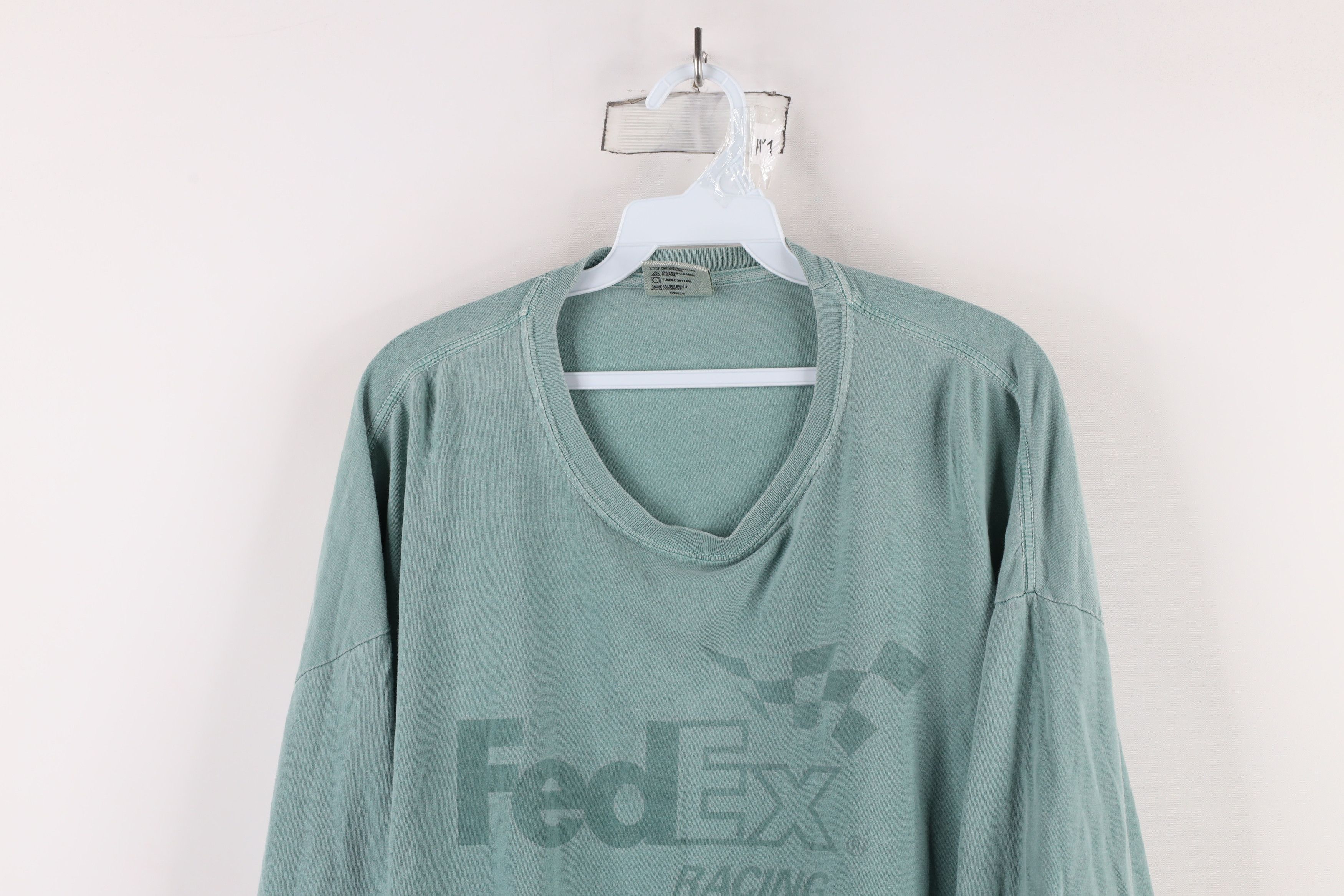 Vintage Vintage Stonewash Racing Long Sleeve T-Shirt Green Cotton Size US XXL / EU 58 / 5 - 2 Thumbnail