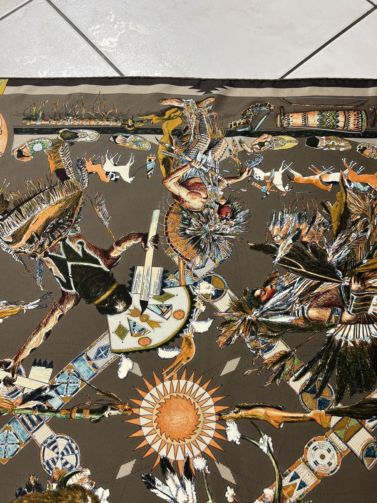 Hermes Vintage 90s Hermes Les Dances Des Indiens silk scarf native Size ONE SIZE - 5 Thumbnail