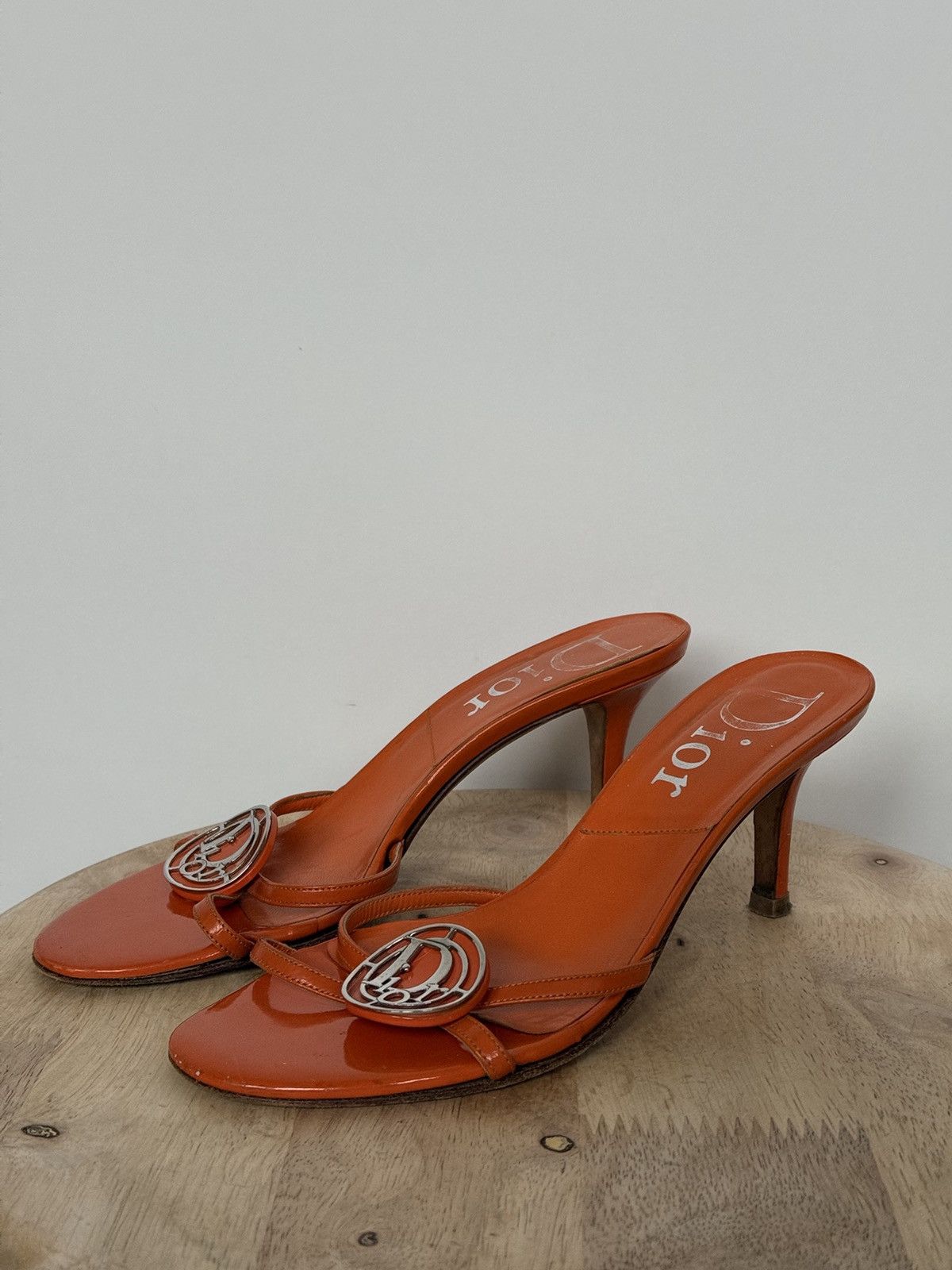 Dior × Vintage Dior Orange Leather Mules Sandals Straps Size US 6 / IT 36 - 1 Thumbnail