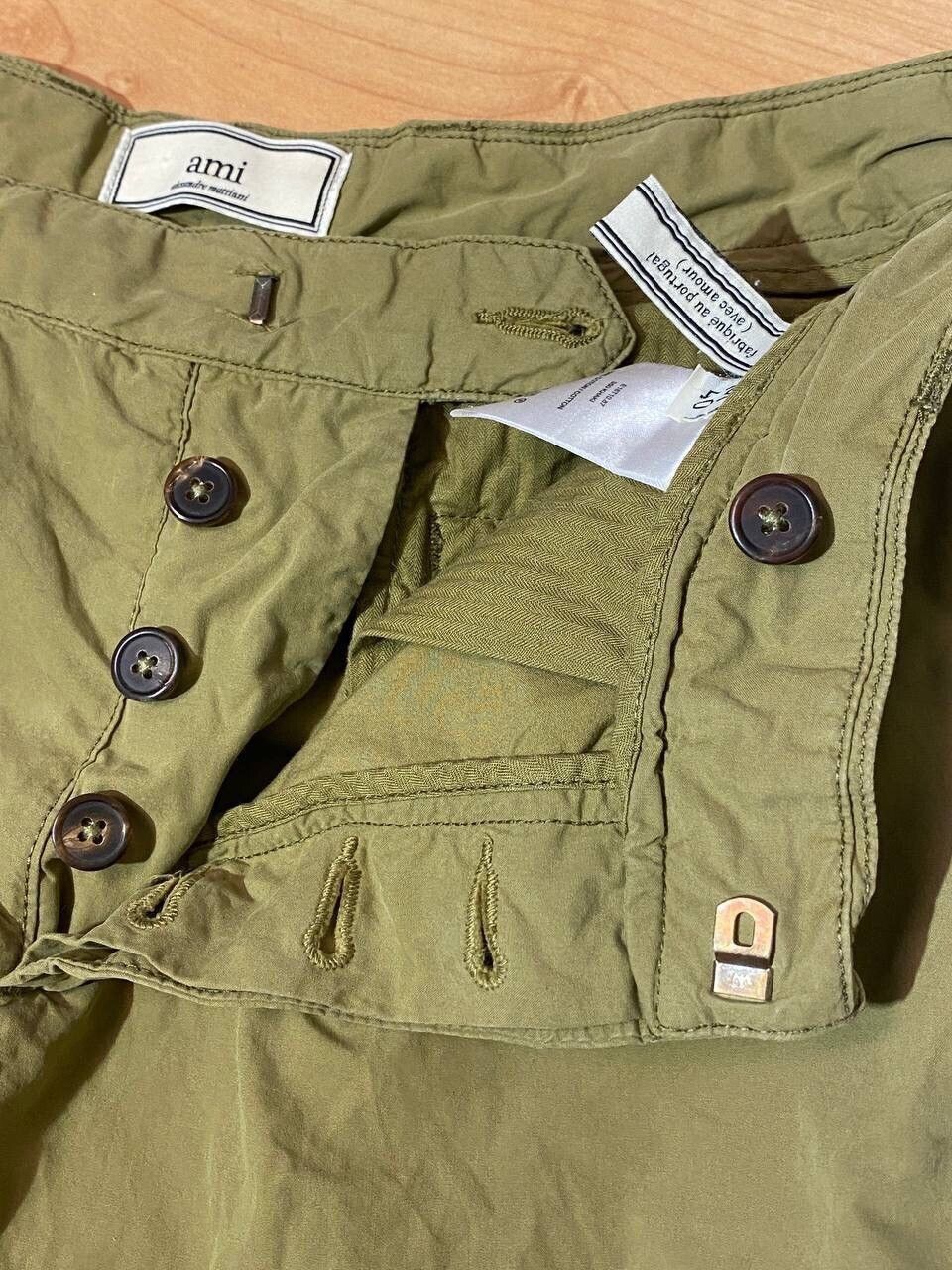 AMI Ami SS16 Pleated Lightweight Trousers In Khaki Size US 32 / EU 48 - 5 Thumbnail