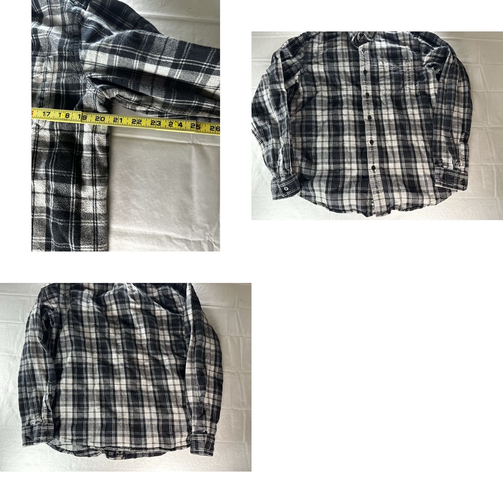 Vintage L.L.Bean Plaid Shirt Men’s Medium Slim Button-Up Collared Cotton Flannel Black Gray Button Front Size US M / EU 48-50 / 2 - 8 Thumbnail