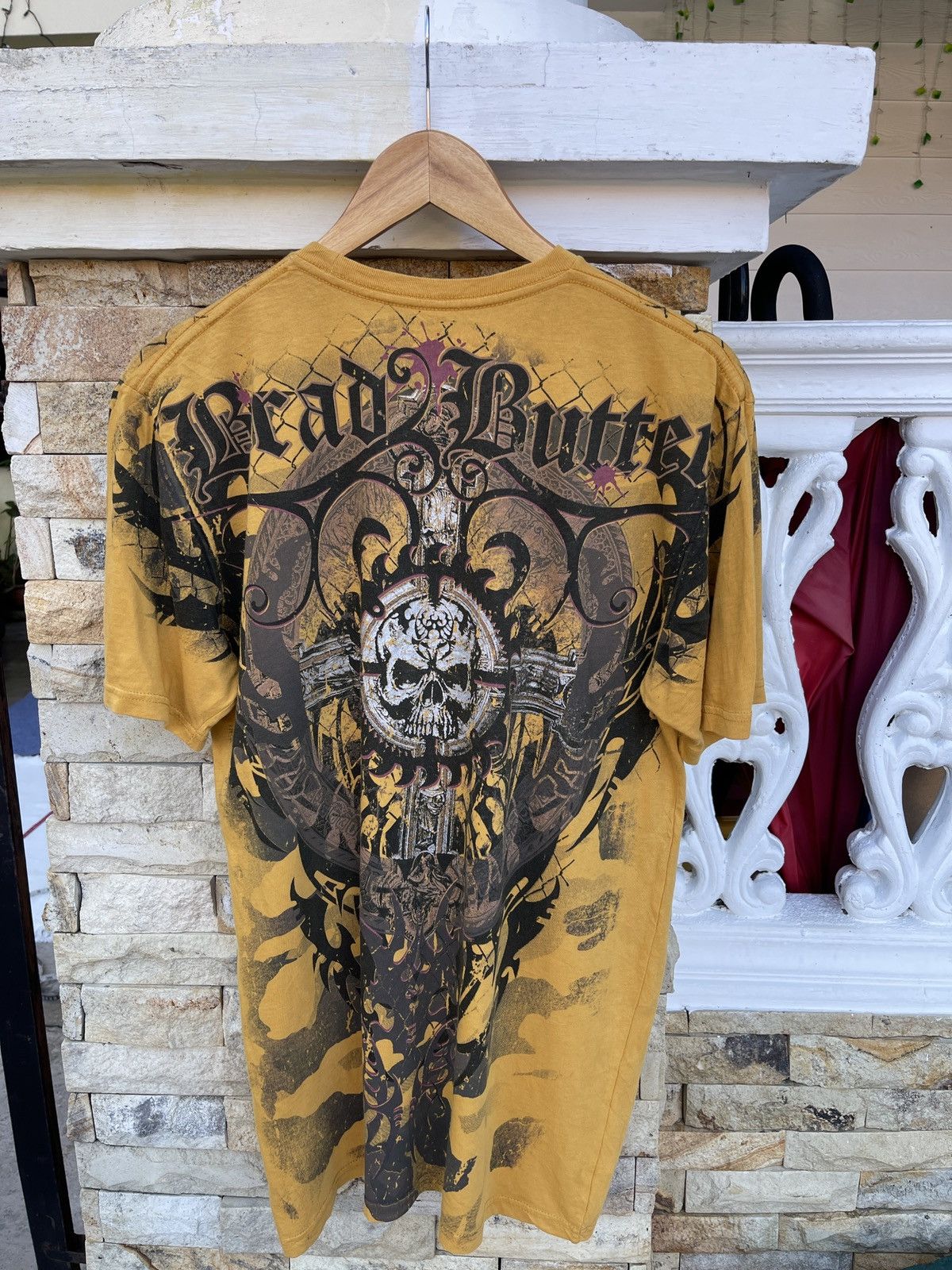 Affliction Rare🔥Brad Butter Cross Skull Head Affliction Style Tee Size US M / EU 48-50 / 2 - 1 Thumbnail