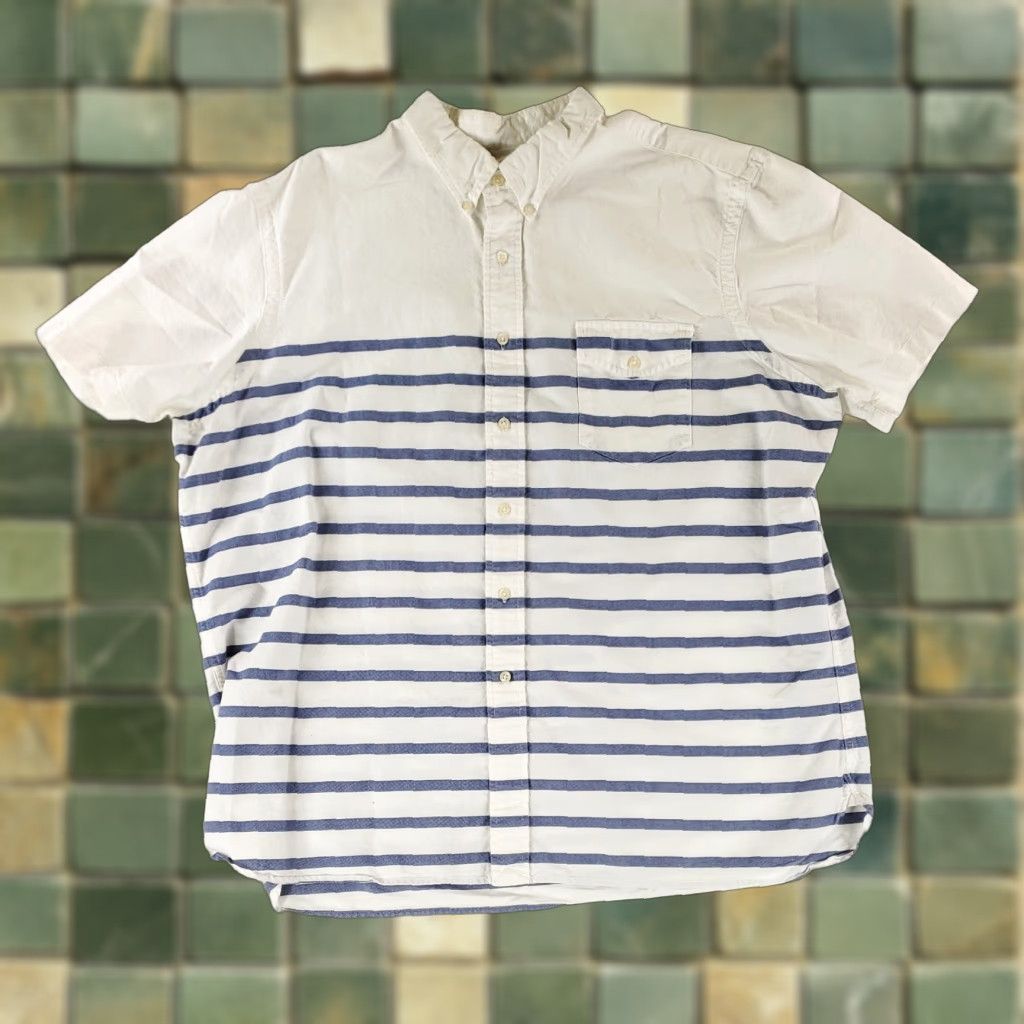 Ralph Lauren Ralph Lauren Shirt Button Down Short Sleeve Striped Blue White Mens XXL 2XL White Size US XXL / EU 58 / 5 - 1 Thumbnail