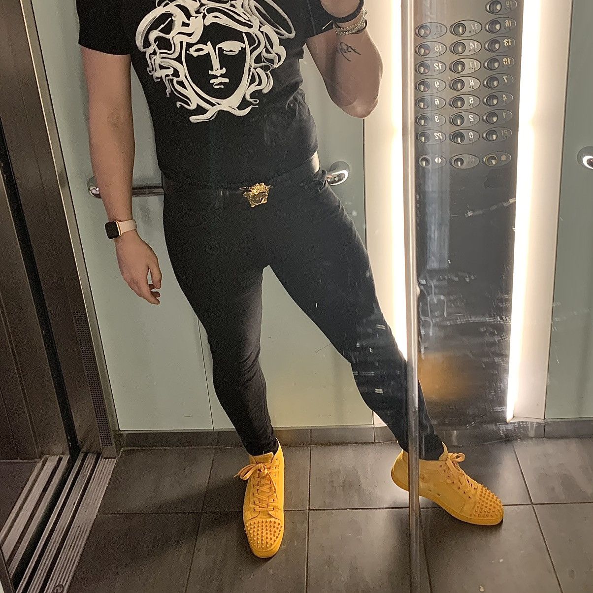Christian Louboutin Christian Louboutin Louis Spikes – Yellow Suede – EU 43.5 Size US 9.5 / EU 42-43 - 3 Thumbnail
