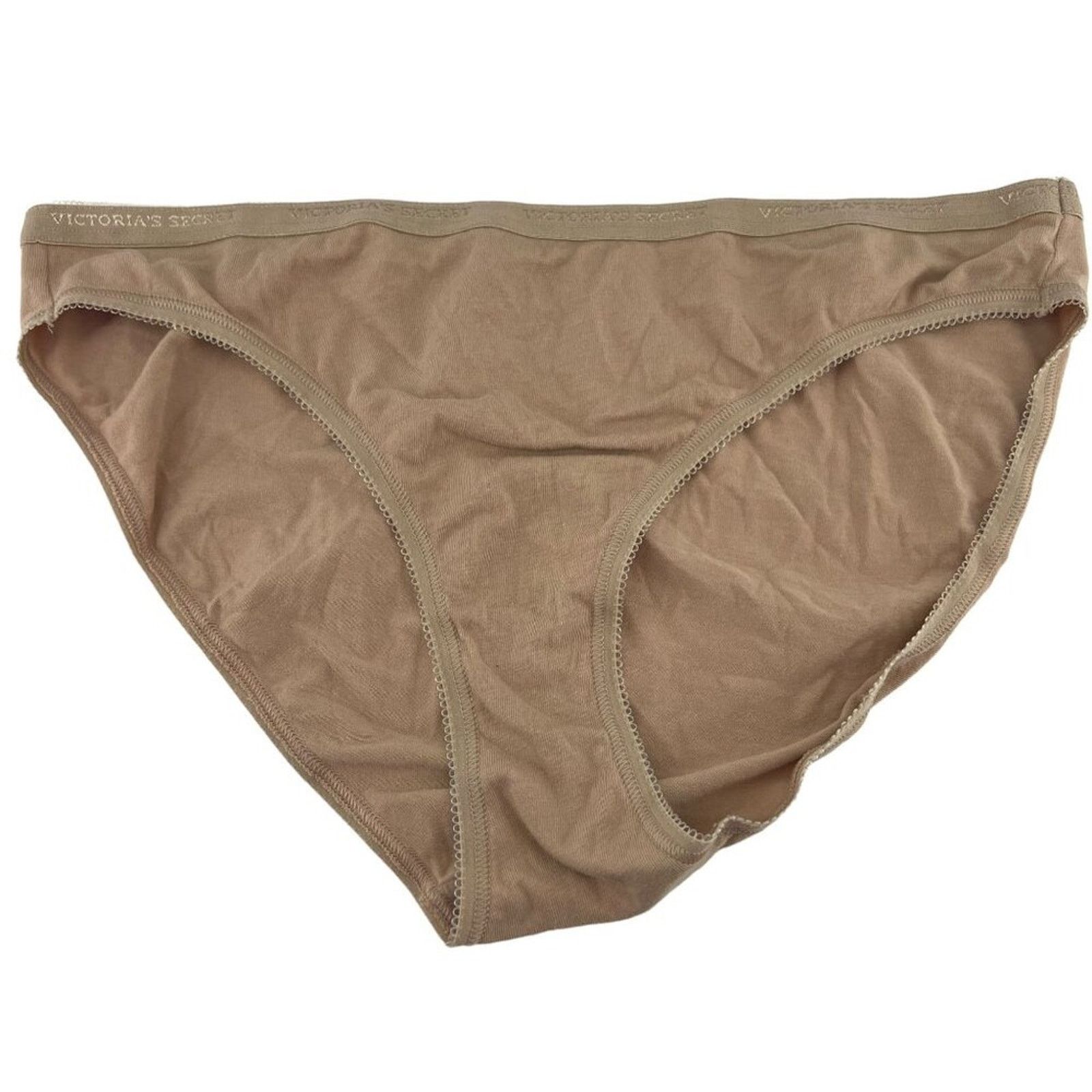 Victoria's Secret Victoria's Secret Solid Beige Cotton Hi Cut Leg Bikini Large Size ONE SIZE - 1 Thumbnail