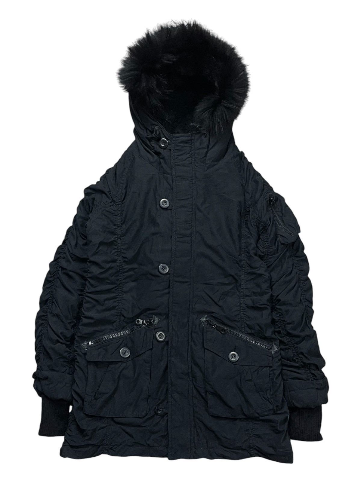 14th Addiction 2000s Morgan Homme - Raccon Fur Cargo Hoodie Size US M / EU 48-50 / 2 - 1 Thumbnail