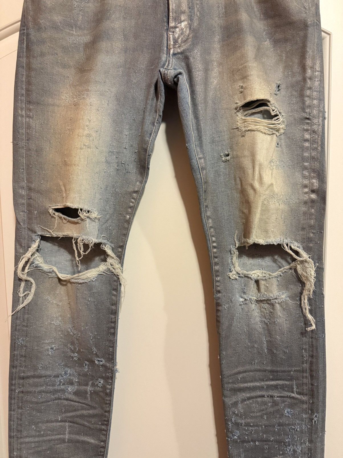 Amiri Amiri MX1 'Shotgun' slim fit foil finish denim jeans Size 33 Size US 33 - 3 Thumbnail