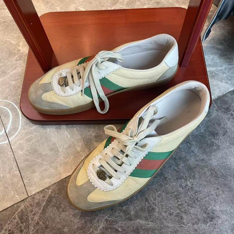 Gucci GUCCI G74 Web Leather Low-Top Sneakers for Men 0079 Size US 10.5 / EU 43-44 - 1 Thumbnail