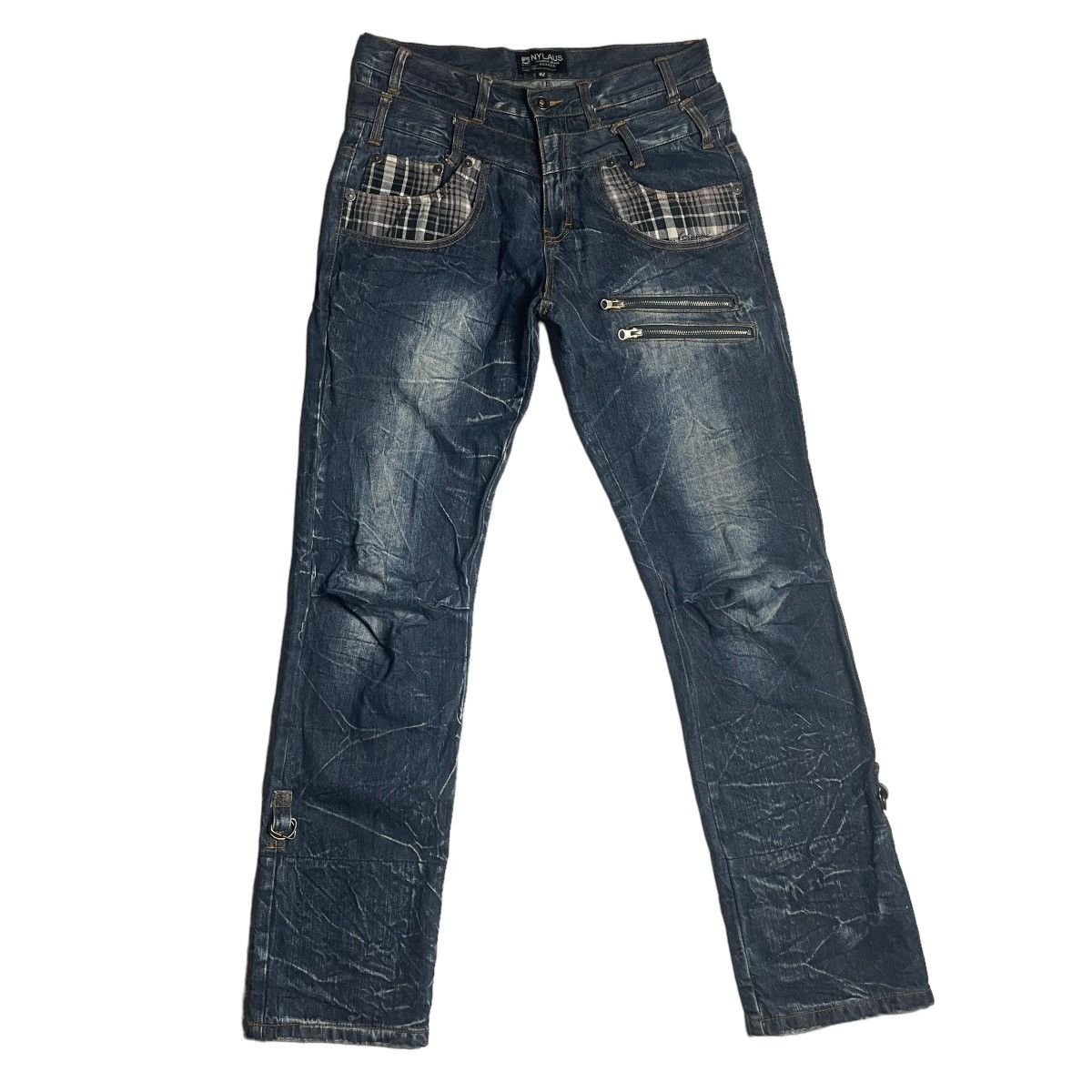If Six Was Nine × Japanese Brand × Le Grande Bleu (L.G.B.) 🇯🇵 VINTAGE NYLAUS DOUBLE WAIST DENIM PANTS Size US 30 / EU 46 - 1 Thumbnail
