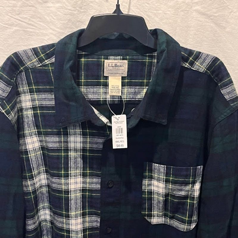L.L. Bean NWT LL Bean Trad Fit Scotch Plaid Flannel Button Up XXXL Reg Size US XXL / EU 58 / 5 - 6 Thumbnail
