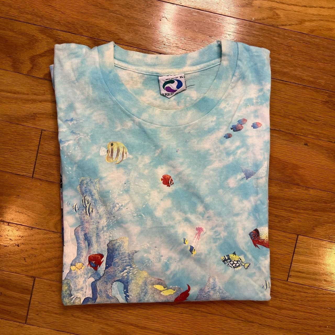 image of Liquid Blue x Vintage 1992 Aop Coral Reef Art Tee in Aqua Blue, Men's (Size XL)