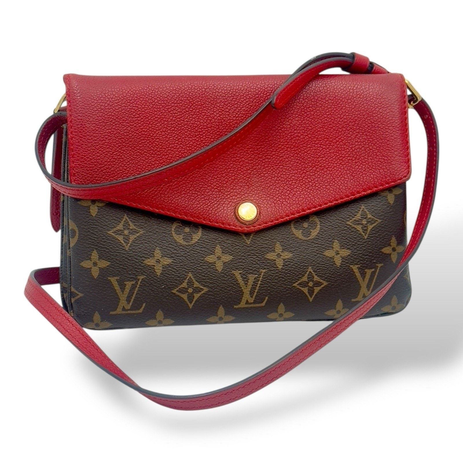 Louis Vuitton authentic Monogram Twice Crossbody Bag With Red Leather Size ONE SIZE - 1 Thumbnail