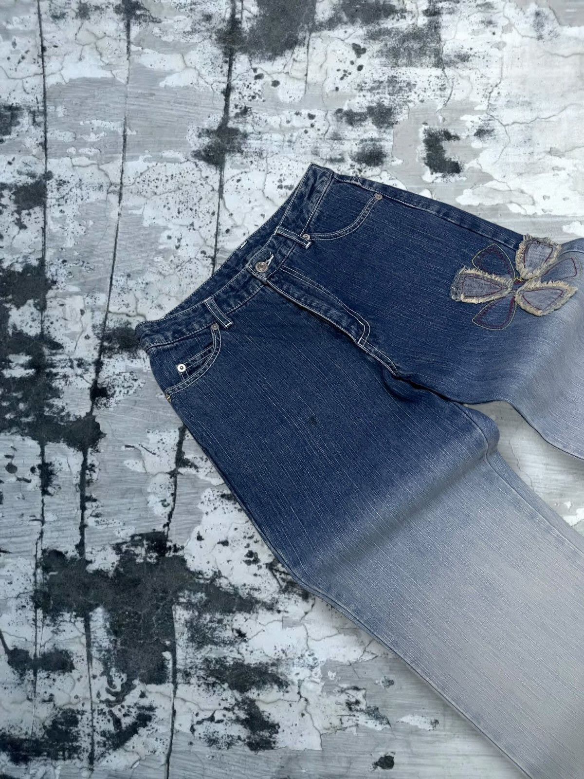 Japanese Brand Vintage 90s Japan Designer Design Flower Flared Summer Denim Size US 26 / EU 42 - 7 Thumbnail